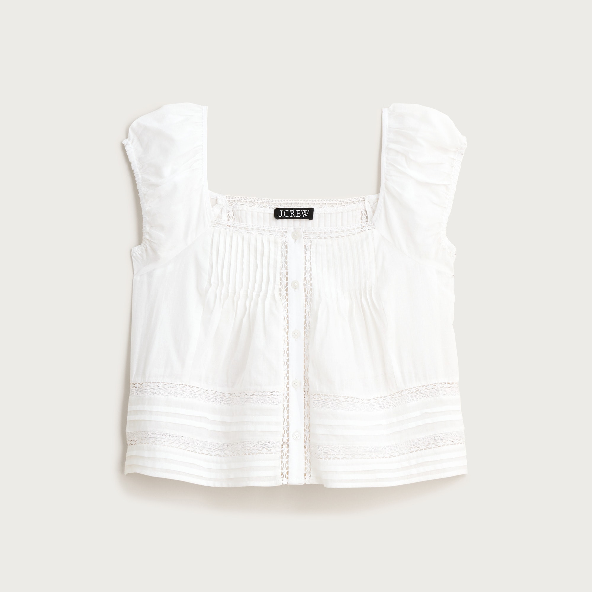 Cap-sleeve Lace-trim Top In Cotton Voile For Women | J.Crew