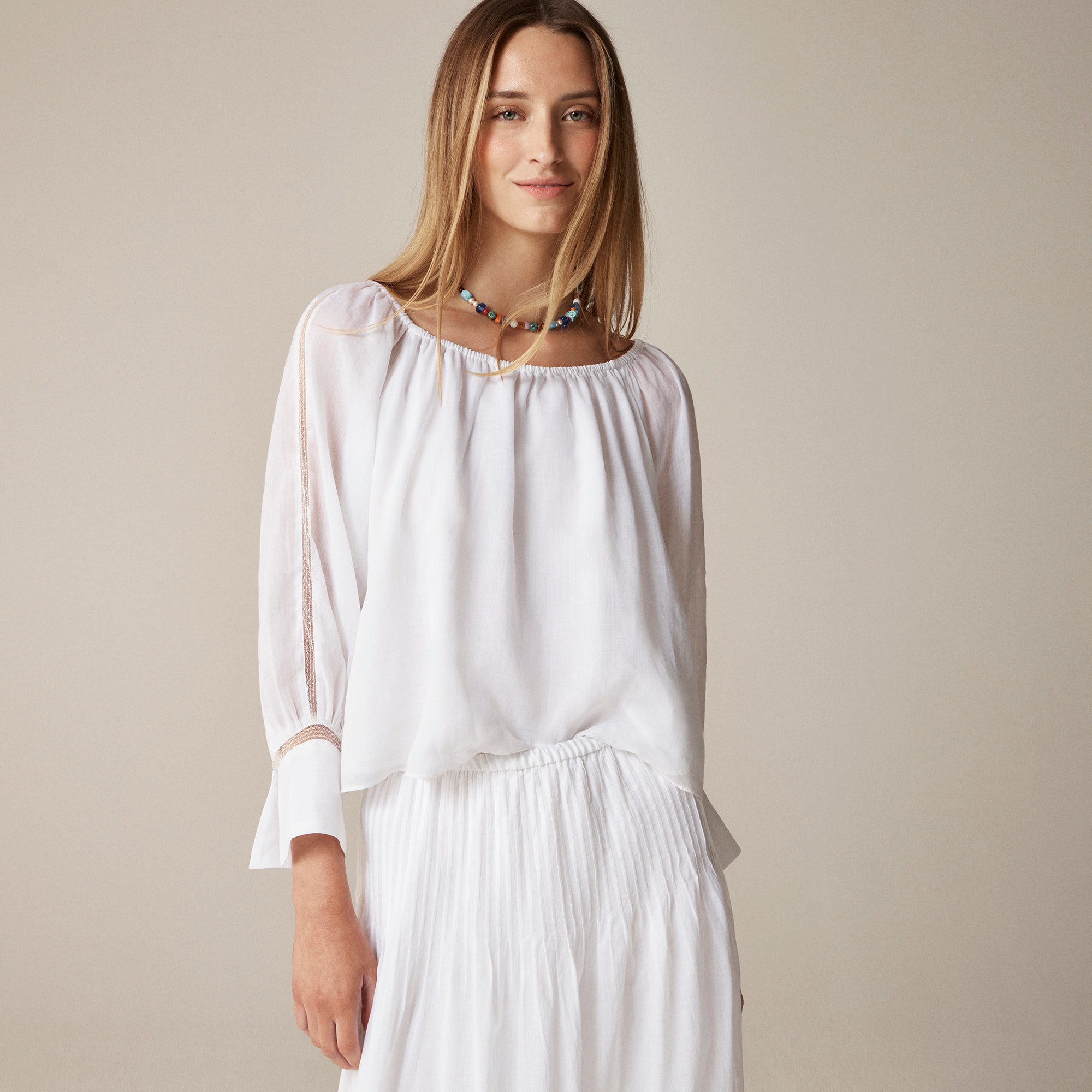 Lace-trim gathered top - image 3