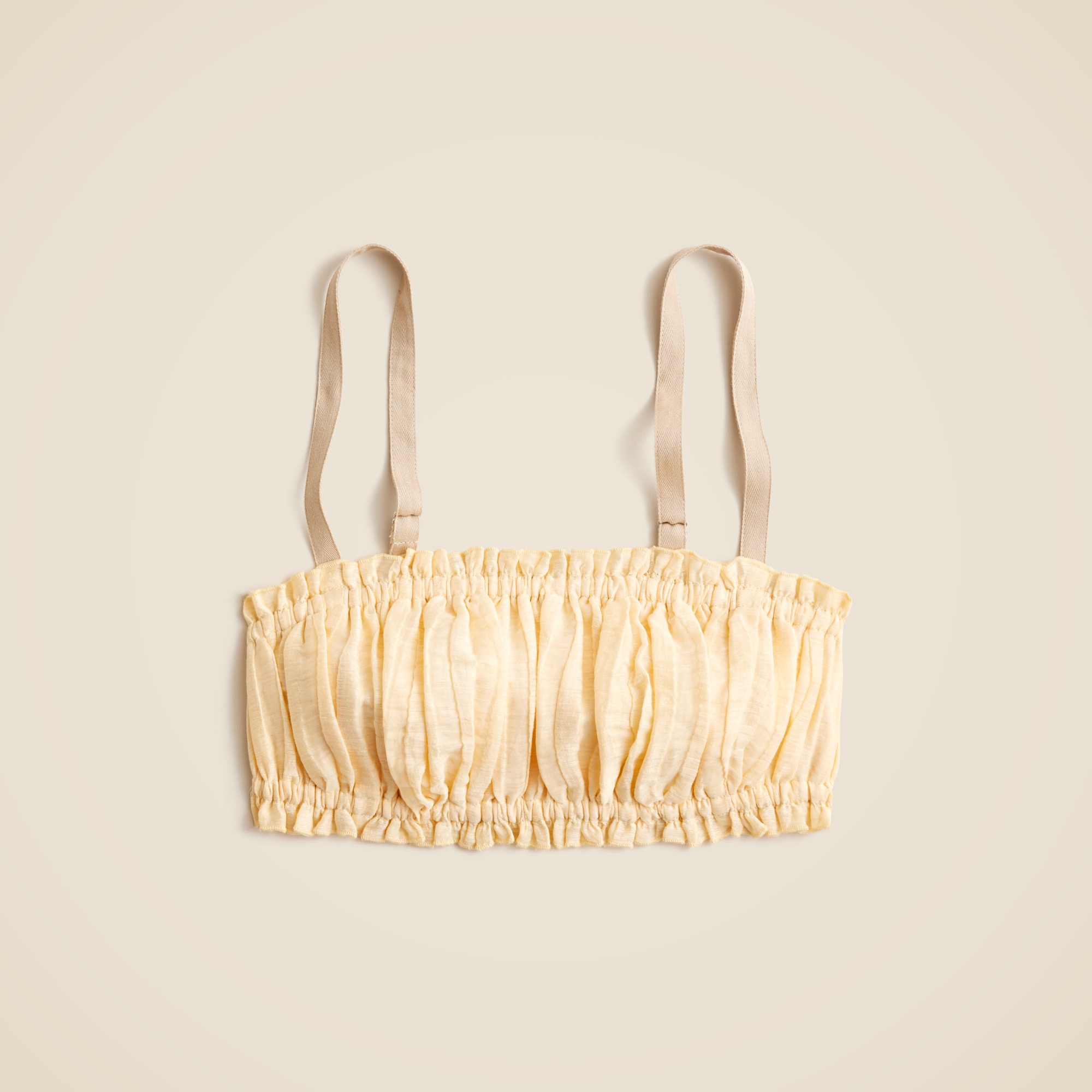 Gathered linen-blend bra top