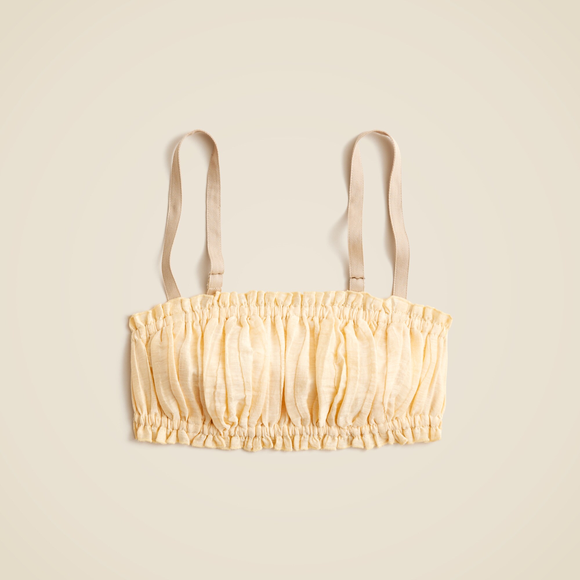 Gathered linen-blend bra top