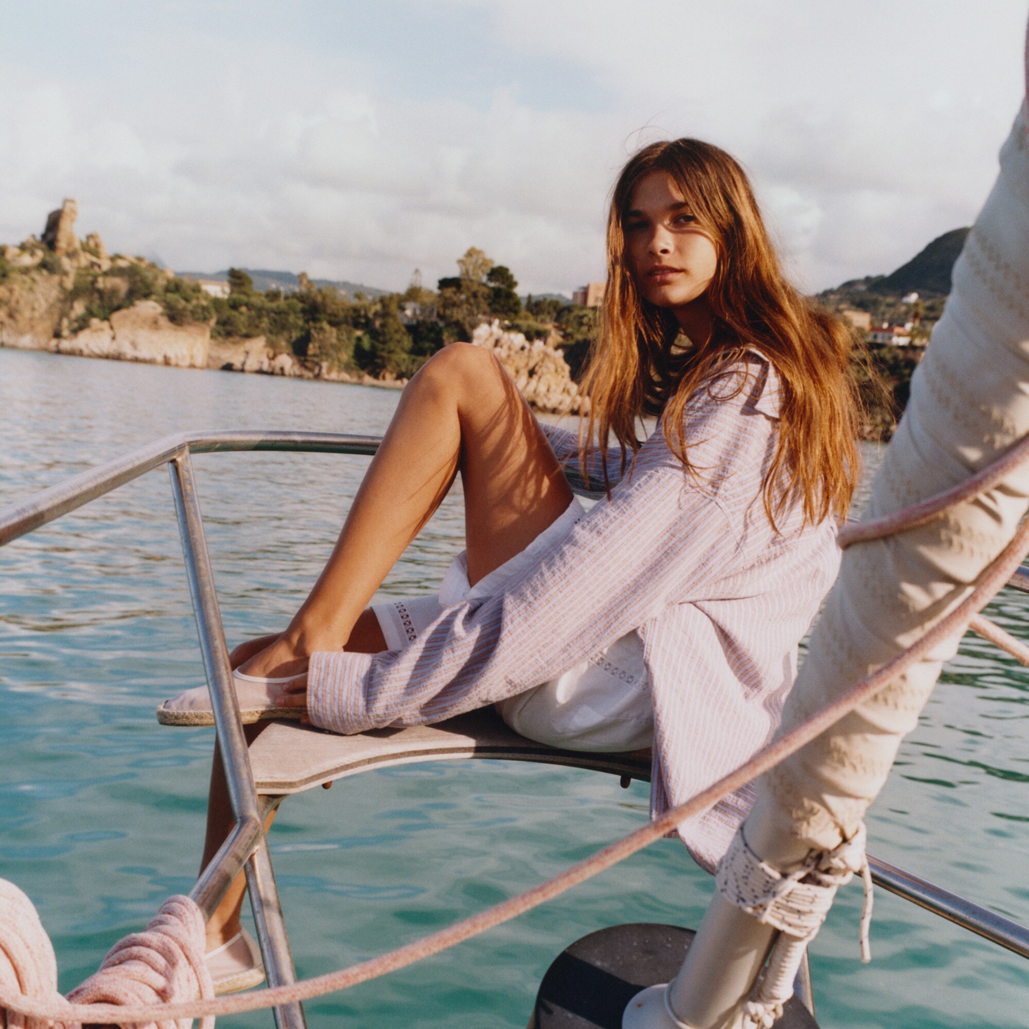 Étienne oversized shirt in textured cotton-blend poplin