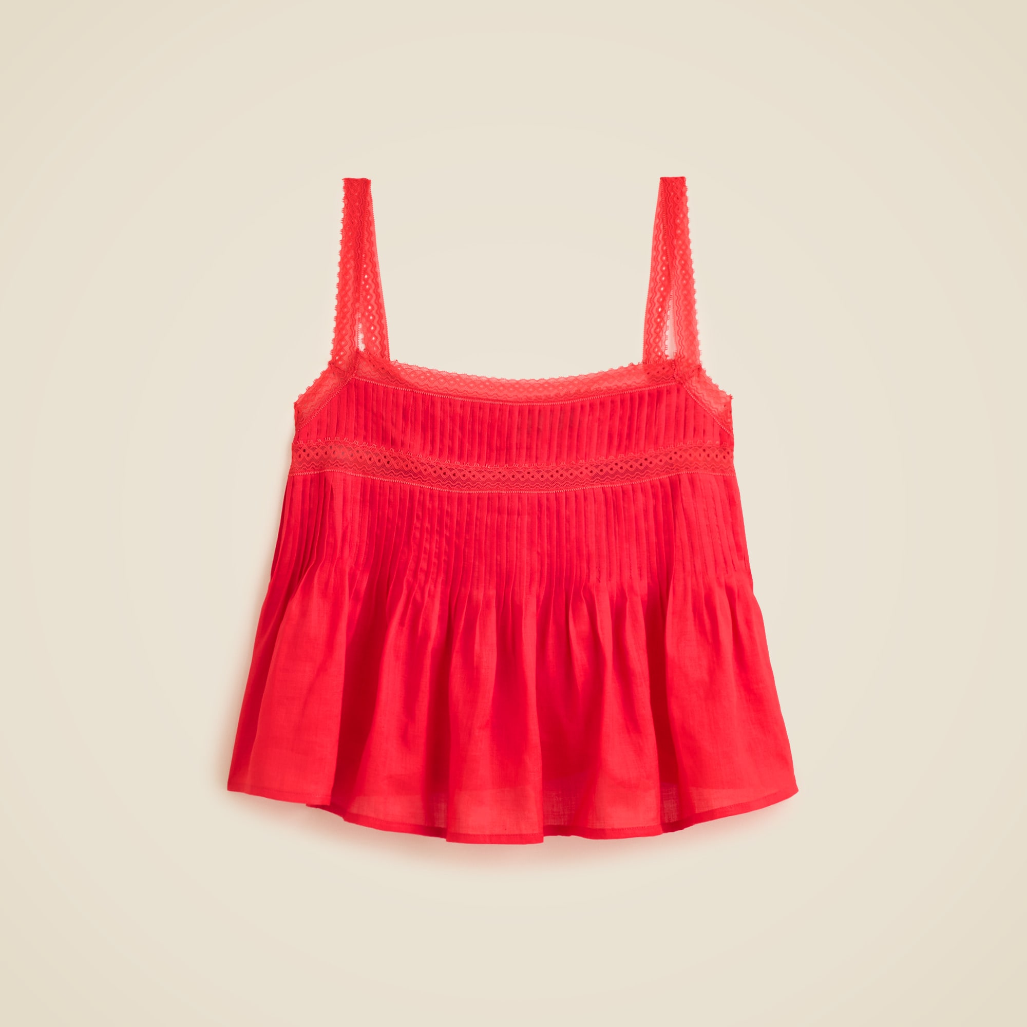  Lace-trim tank top in ramie