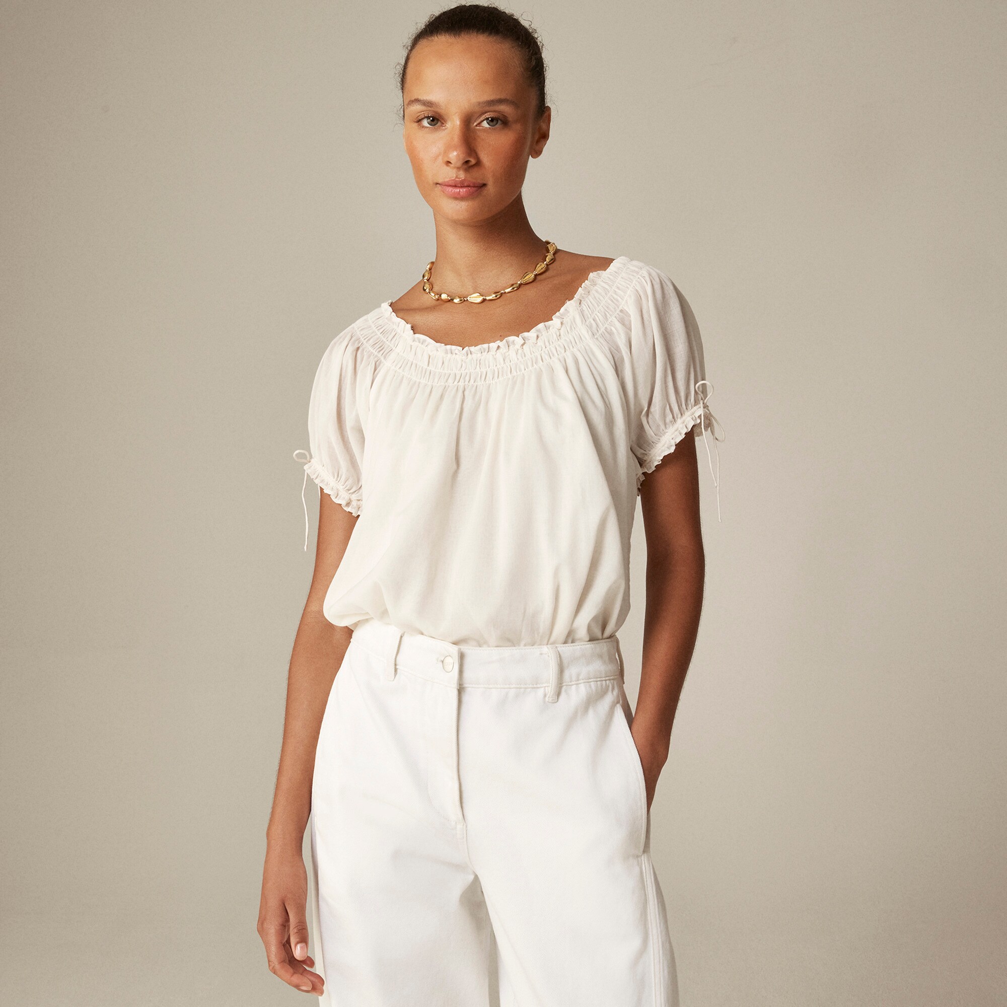 thumbnail image 2 of Square Neck Puff Sleeve Peplum Blouse SHEIN Singapore 2 of 14