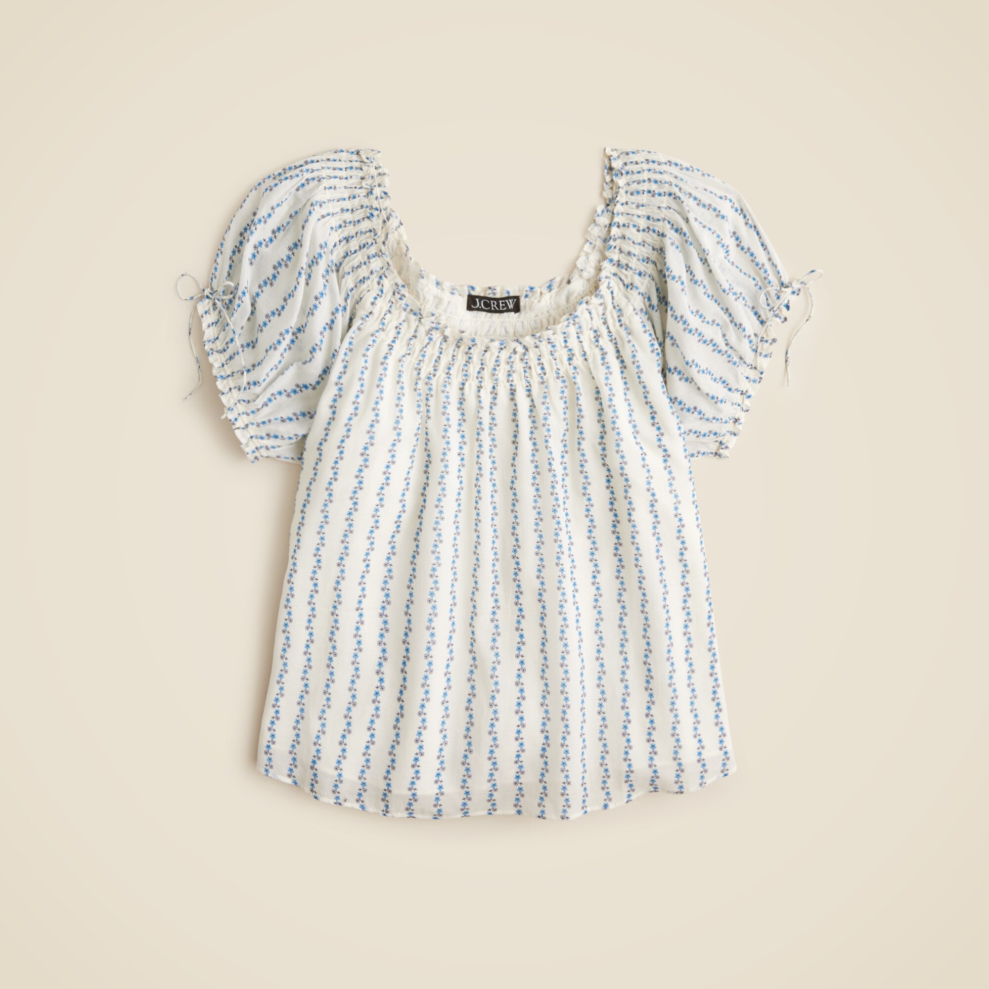 Smocked Ruffle-trim Top In Blue Daisy Print For Women | J.Crew