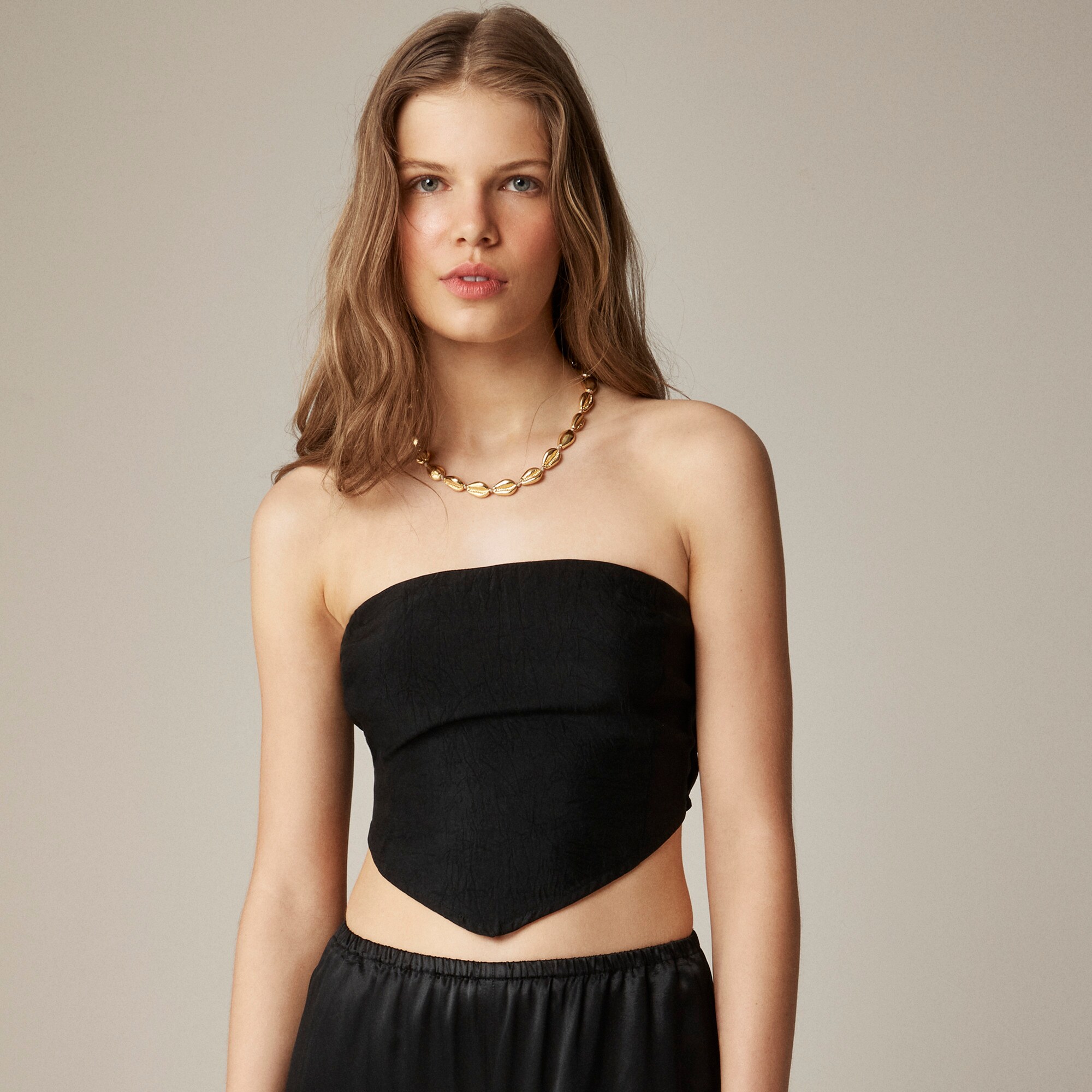 Tie-back Tube Top In Textured Satin For Women | J.Crew