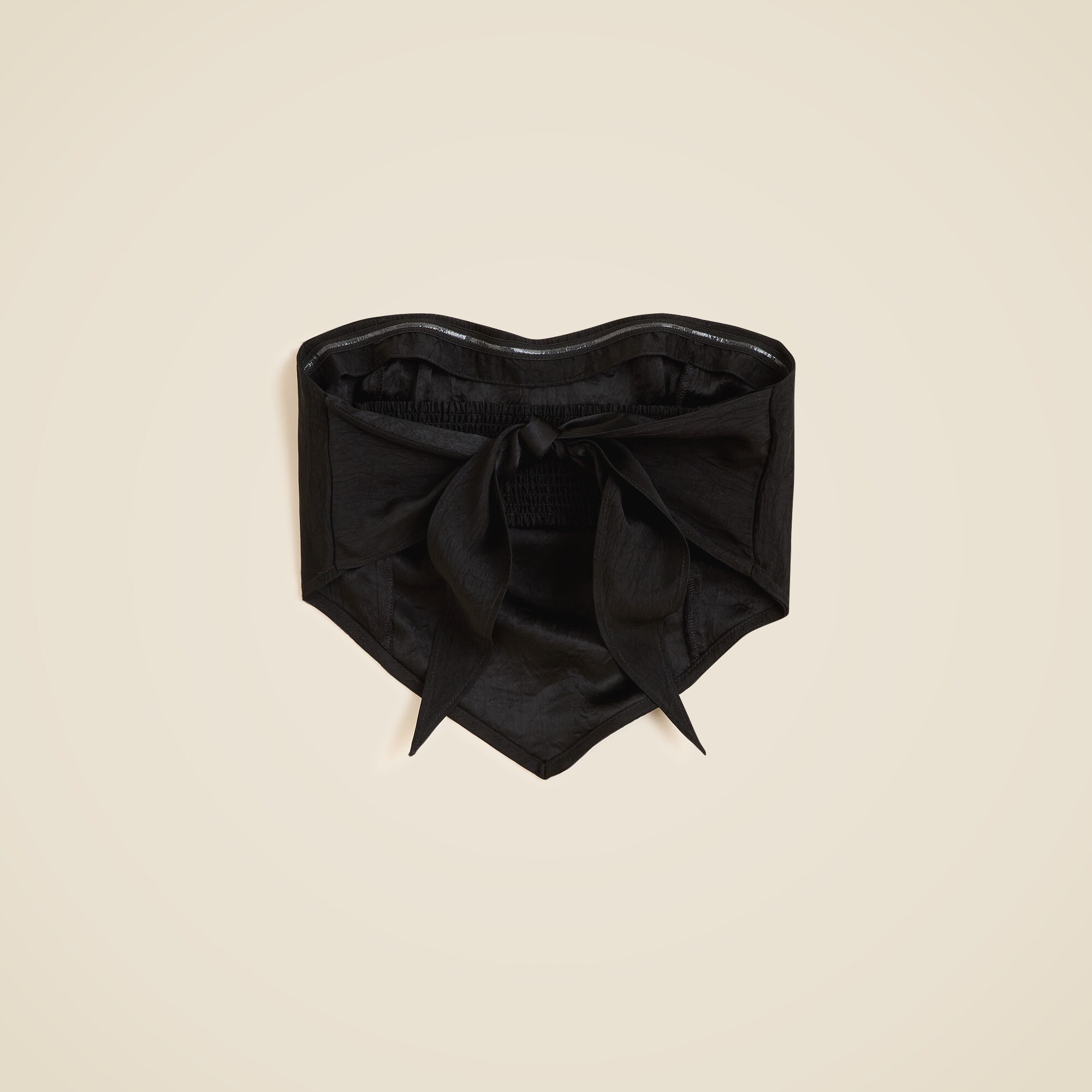 Tie-back tube top in textured satin