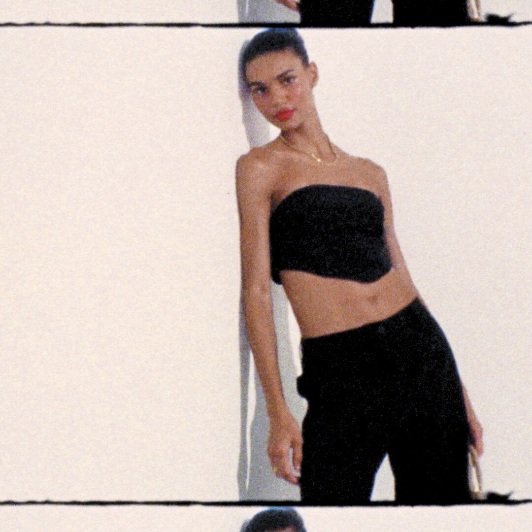 Tie-back tube top in textured satin
