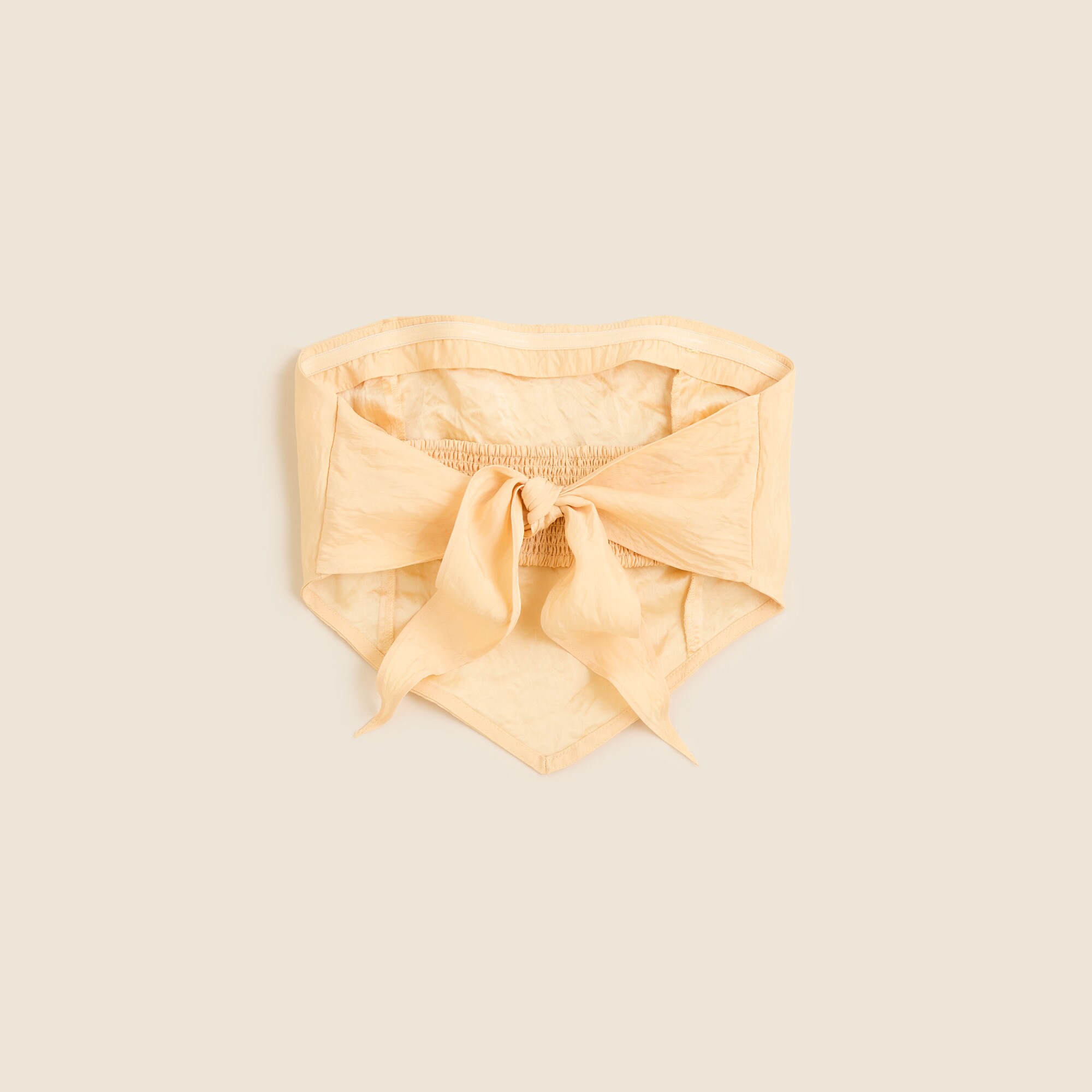 Tie-back tube top in textured satin