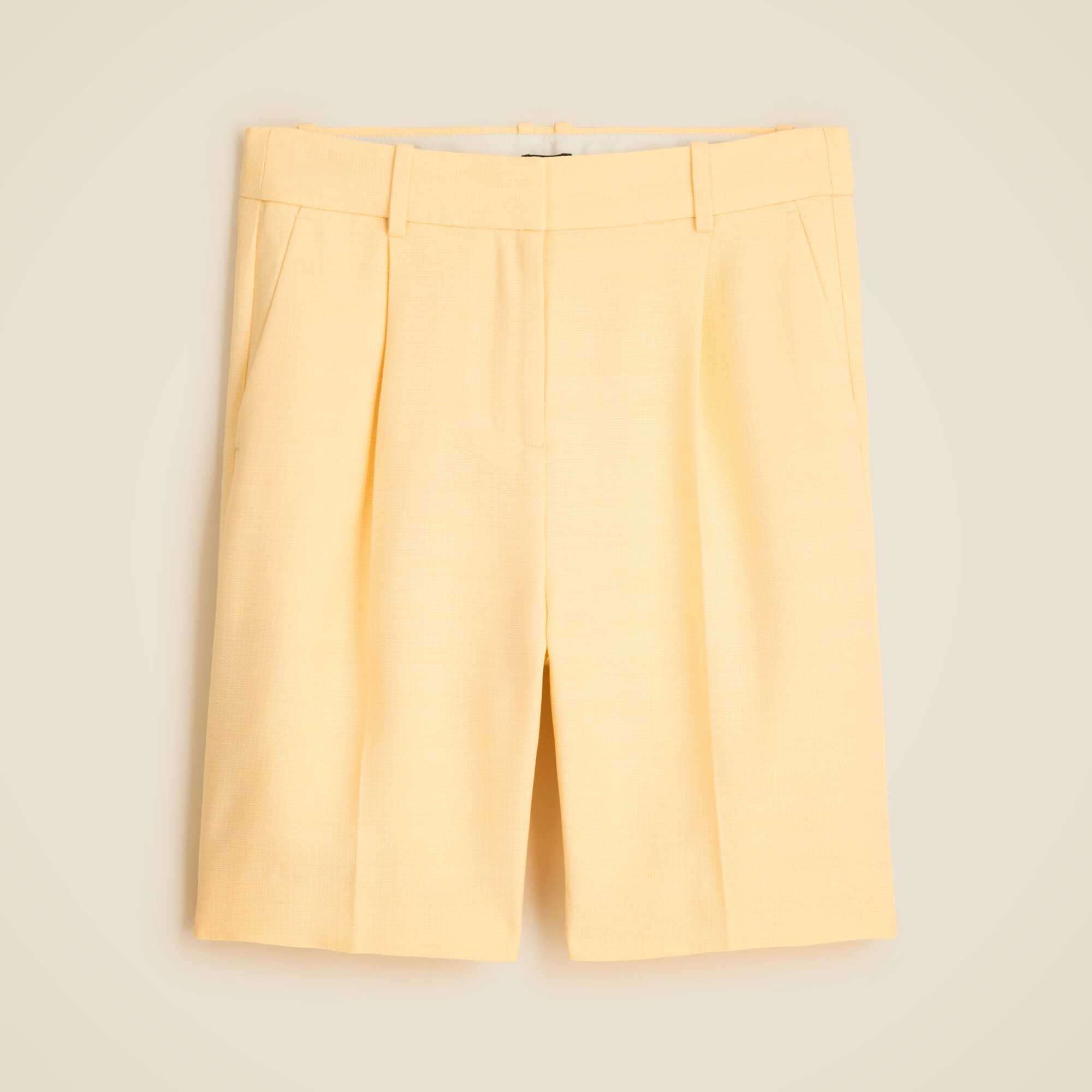 womens Pleated trouser short in luster canvas