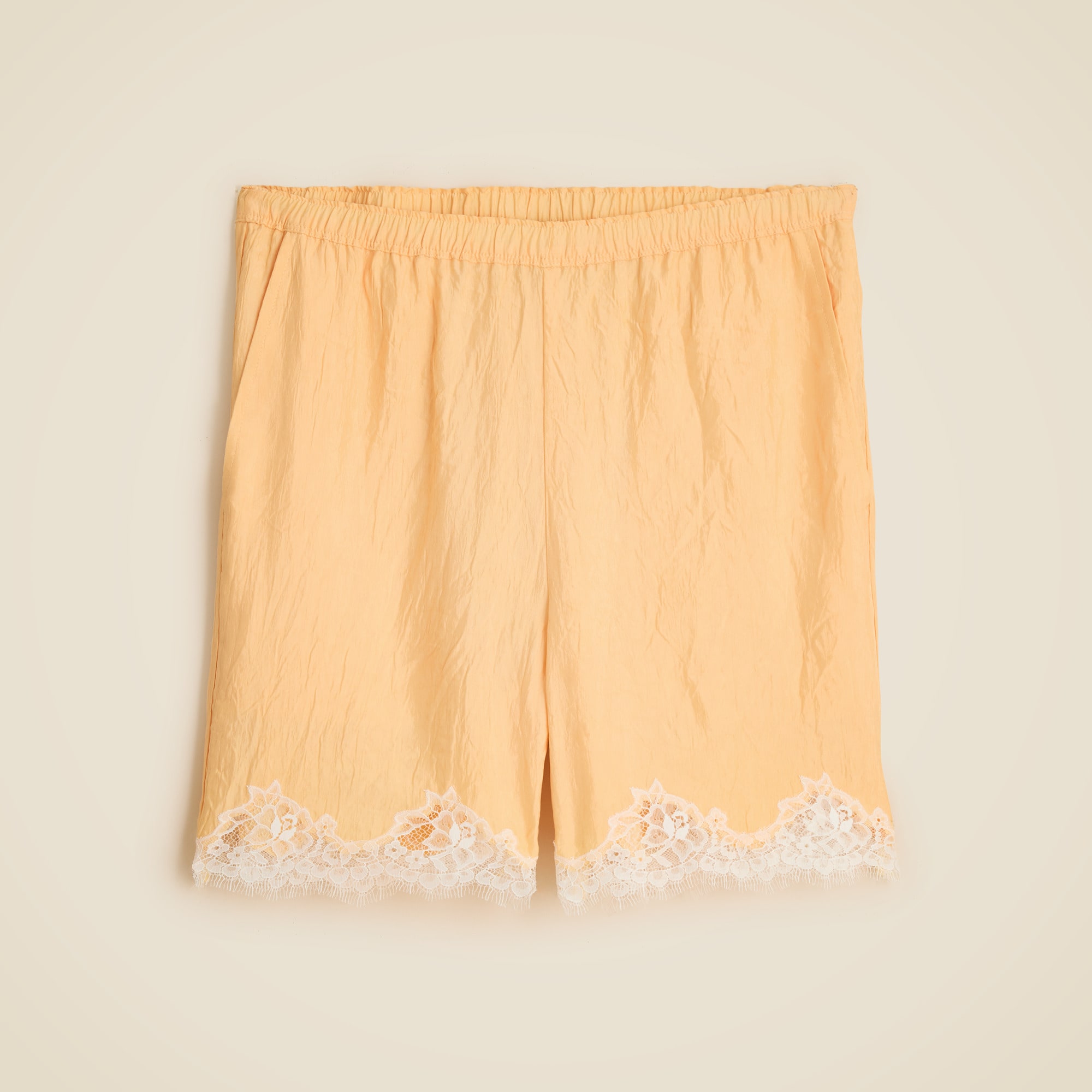womens 5&quot; Stratus lace-trim short in textured satin