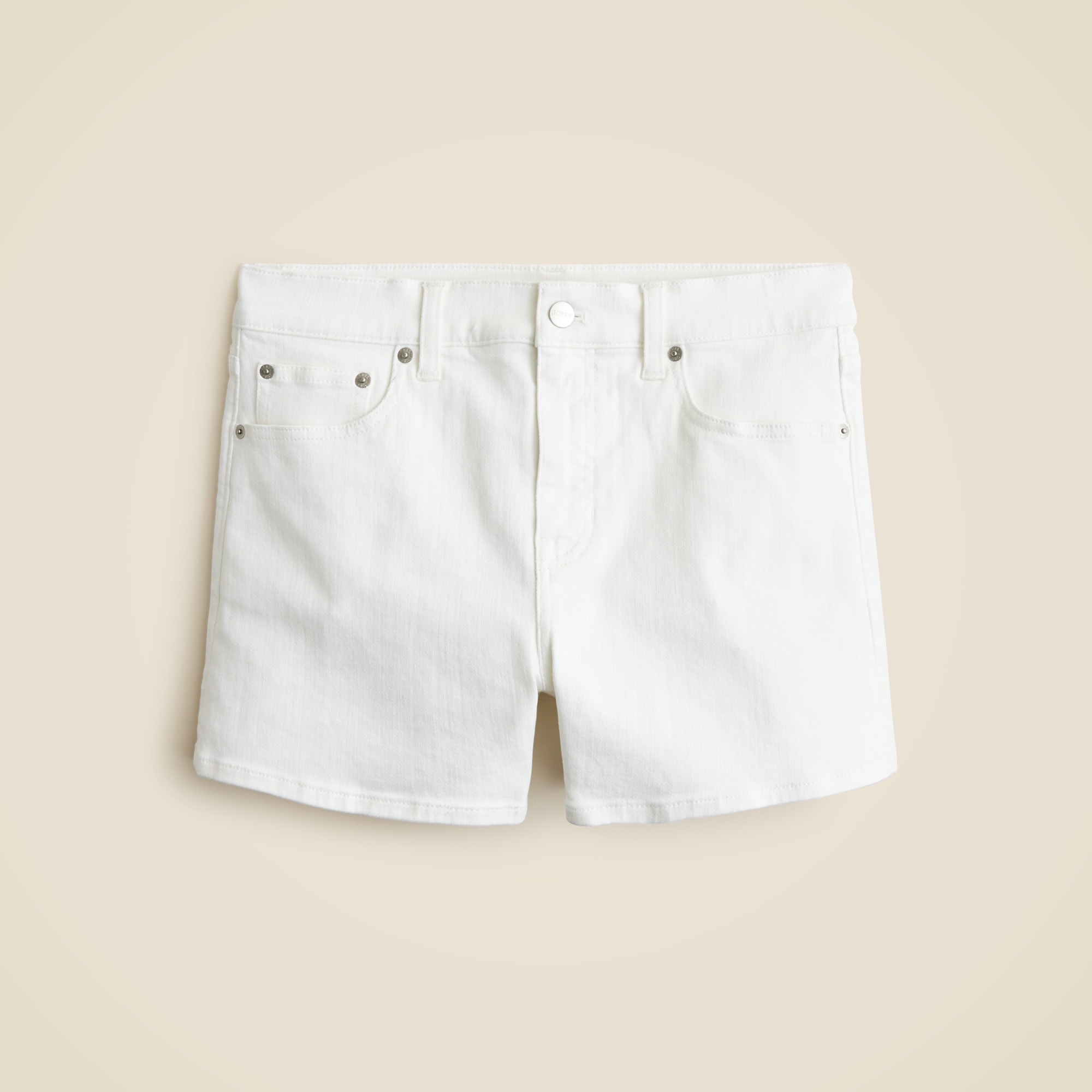 High-rise white denim short