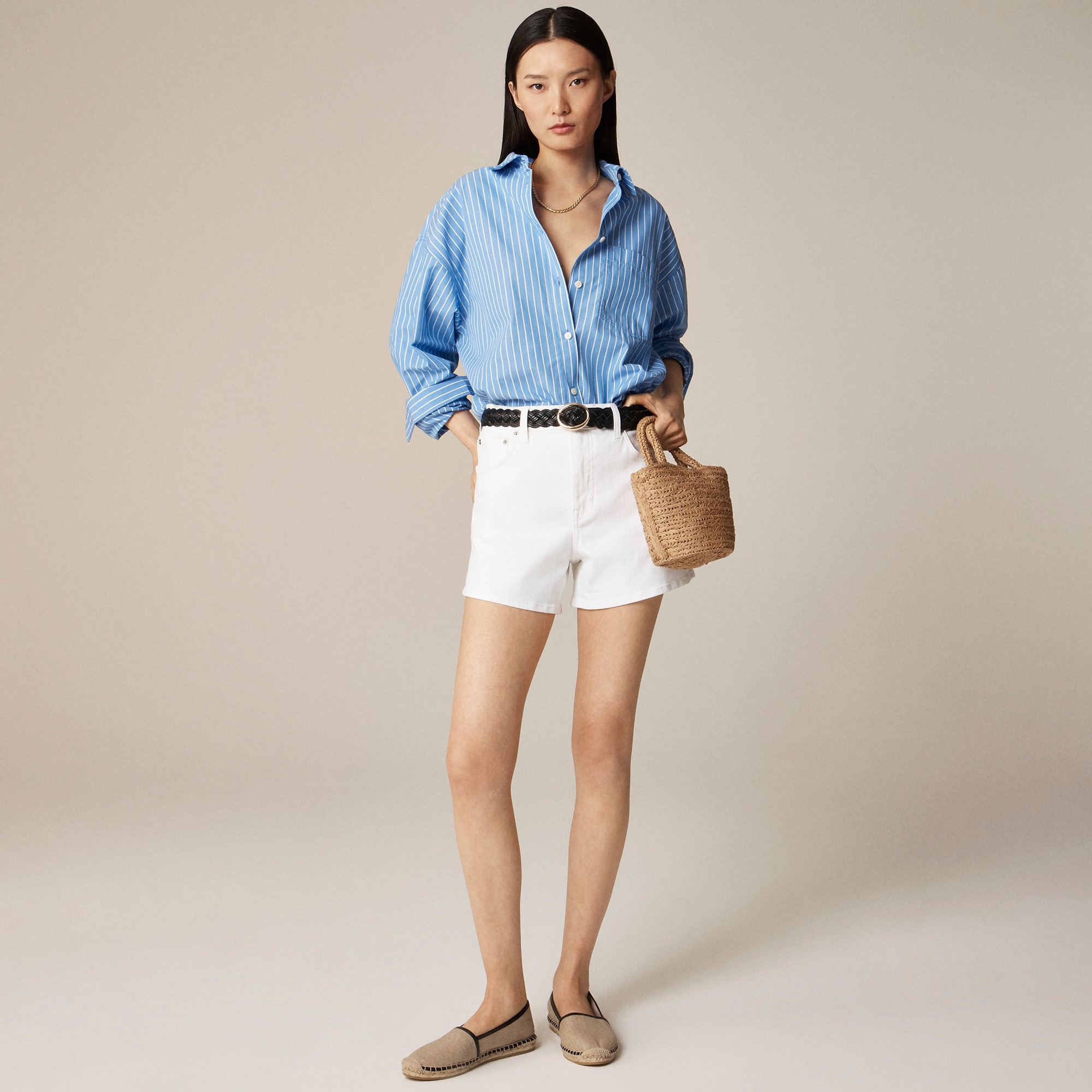 High-rise white denim short - image 3