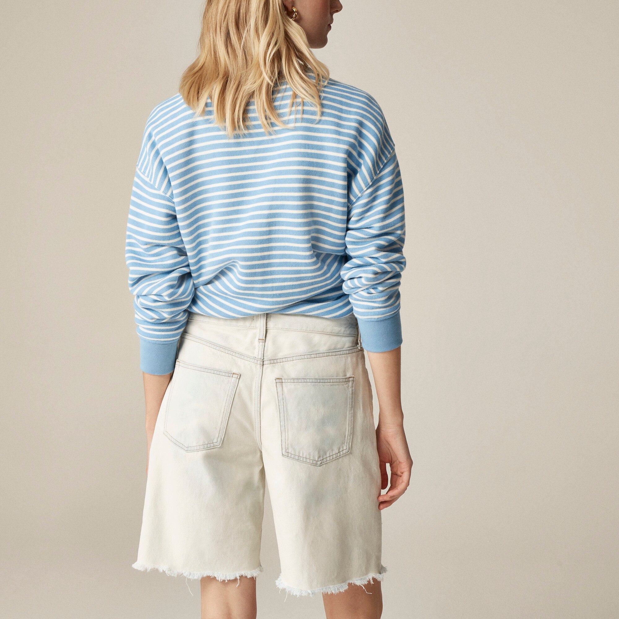 Relaxed knee-length denim short with tie - image 4