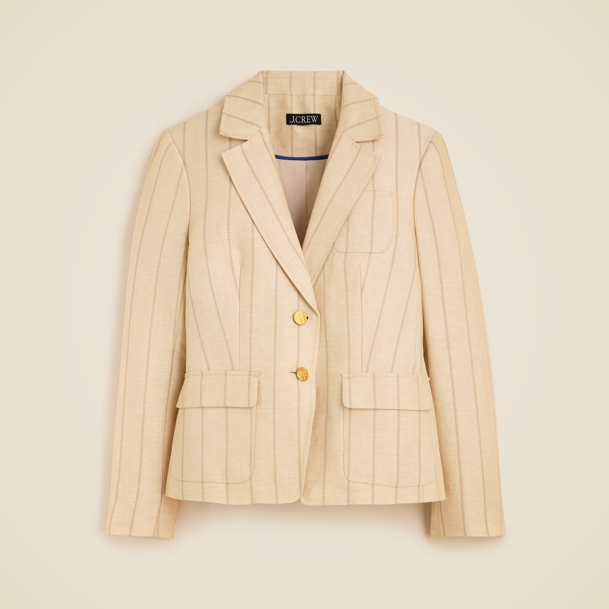 womens Shrunken-fit blazer in striped linen blend