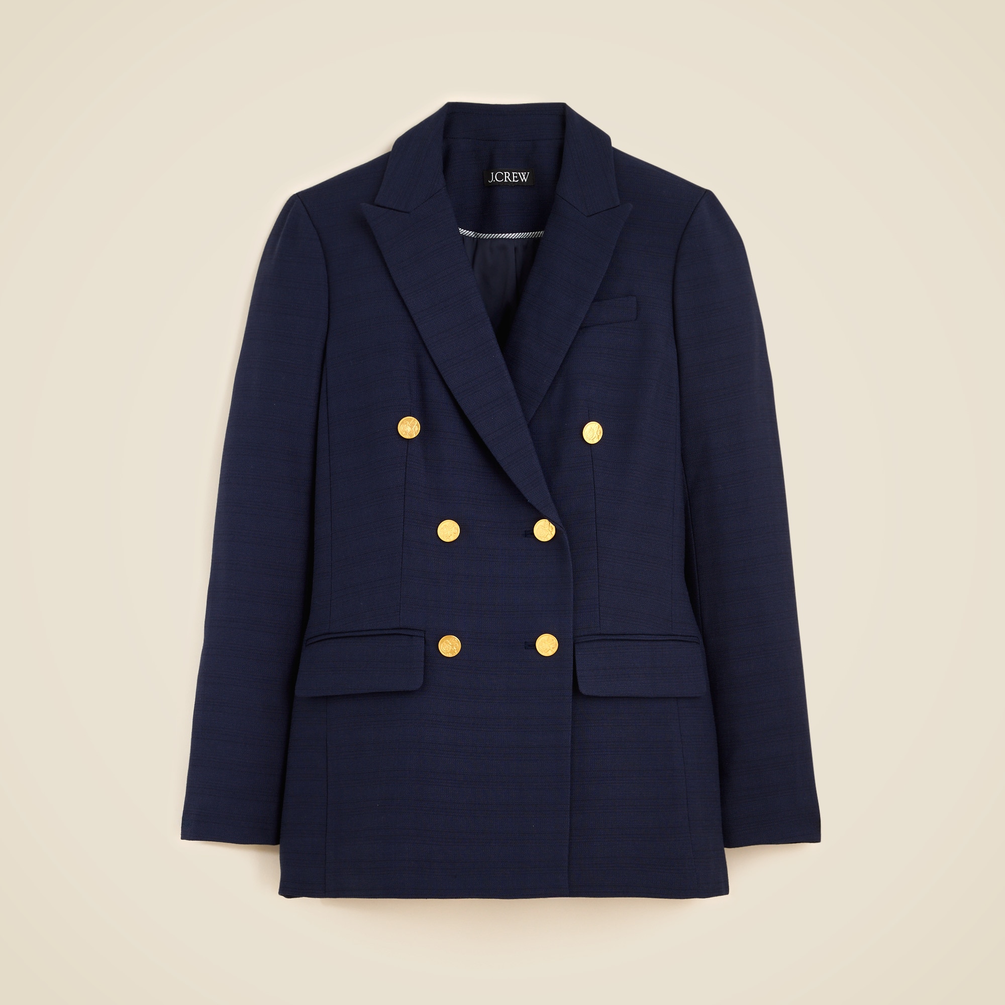 womens Double-breasted blazer in luster canvas