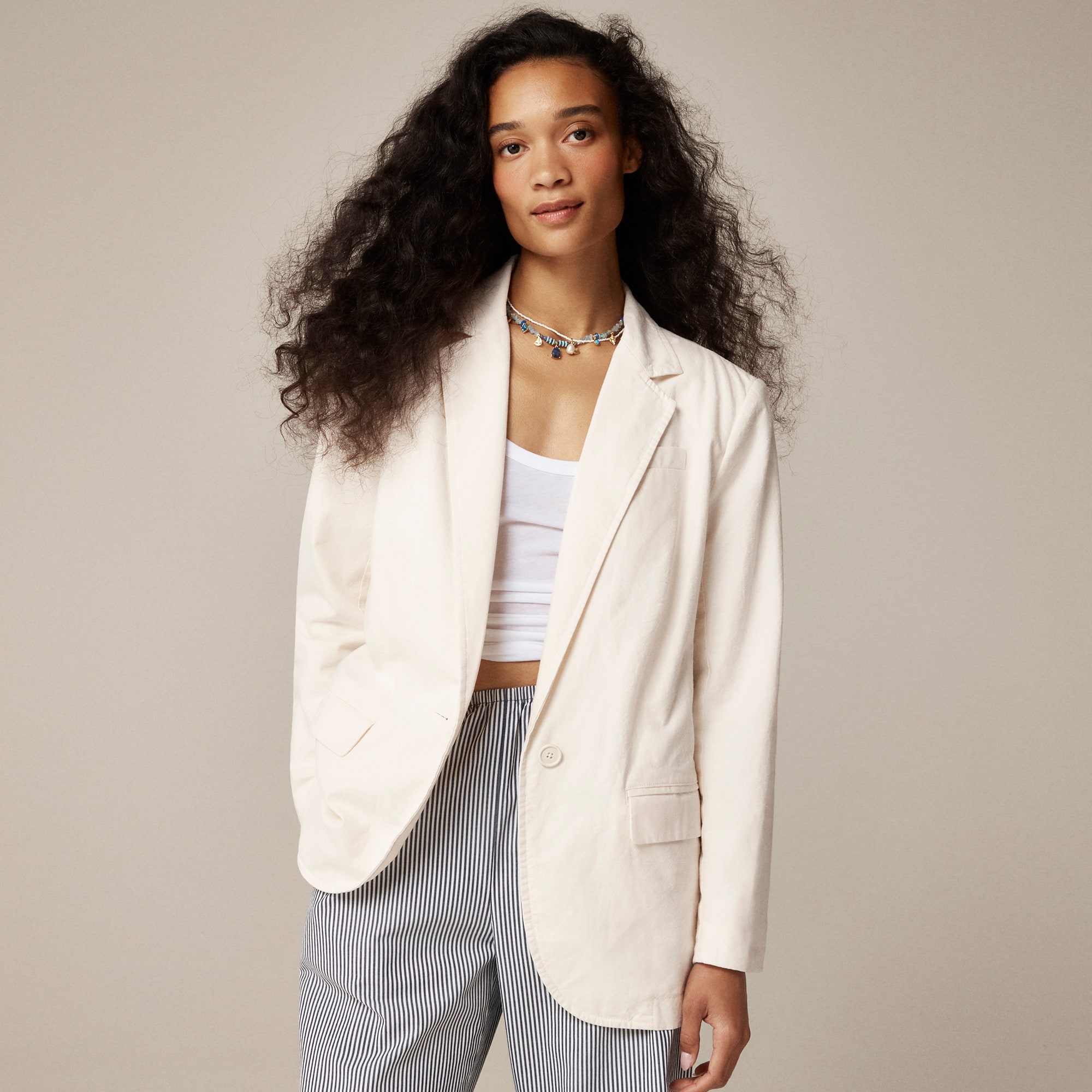 Easy-fit blazer in textured cotton blend