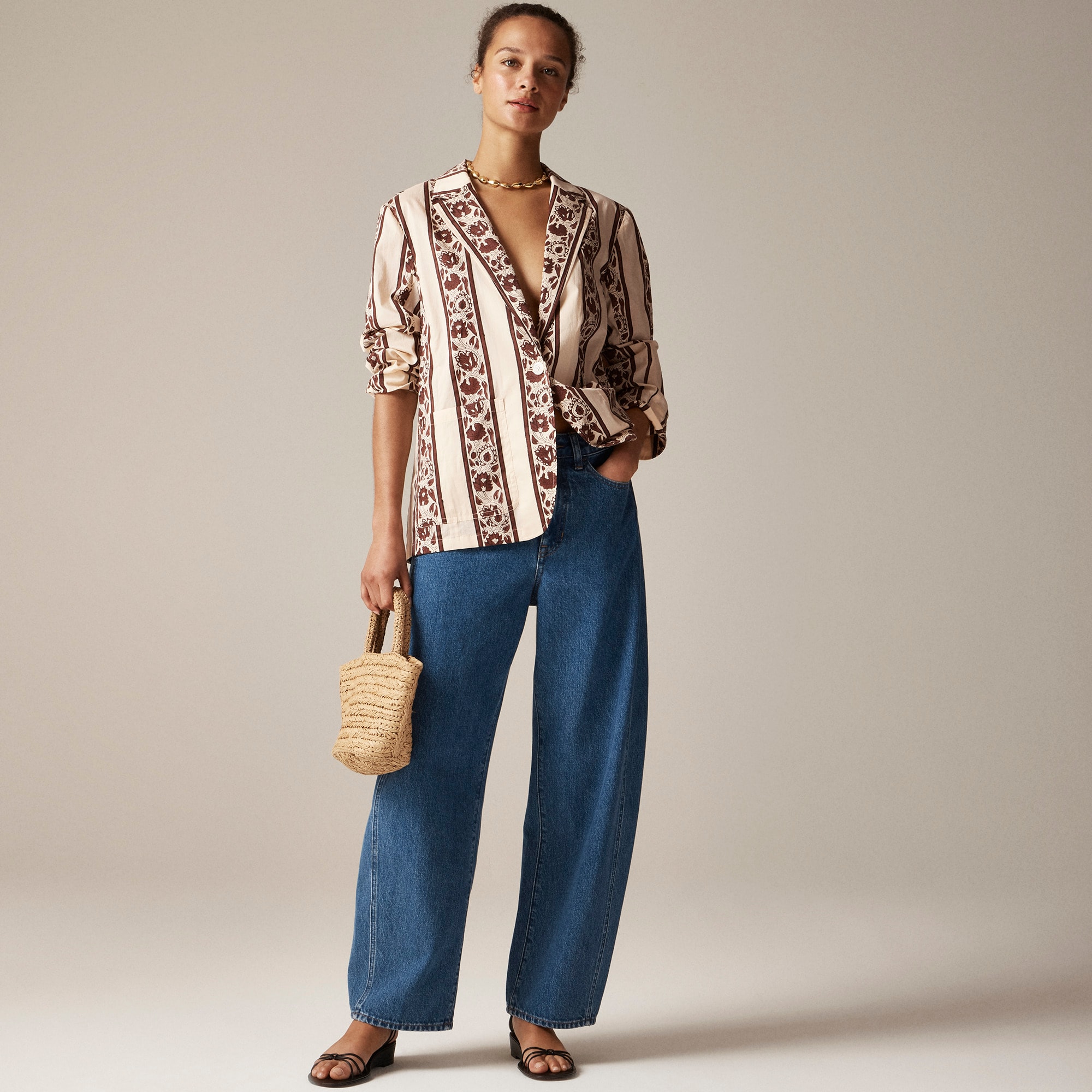 womens SZ Blockprints&trade; X J.Crew blazer in cotton lawn