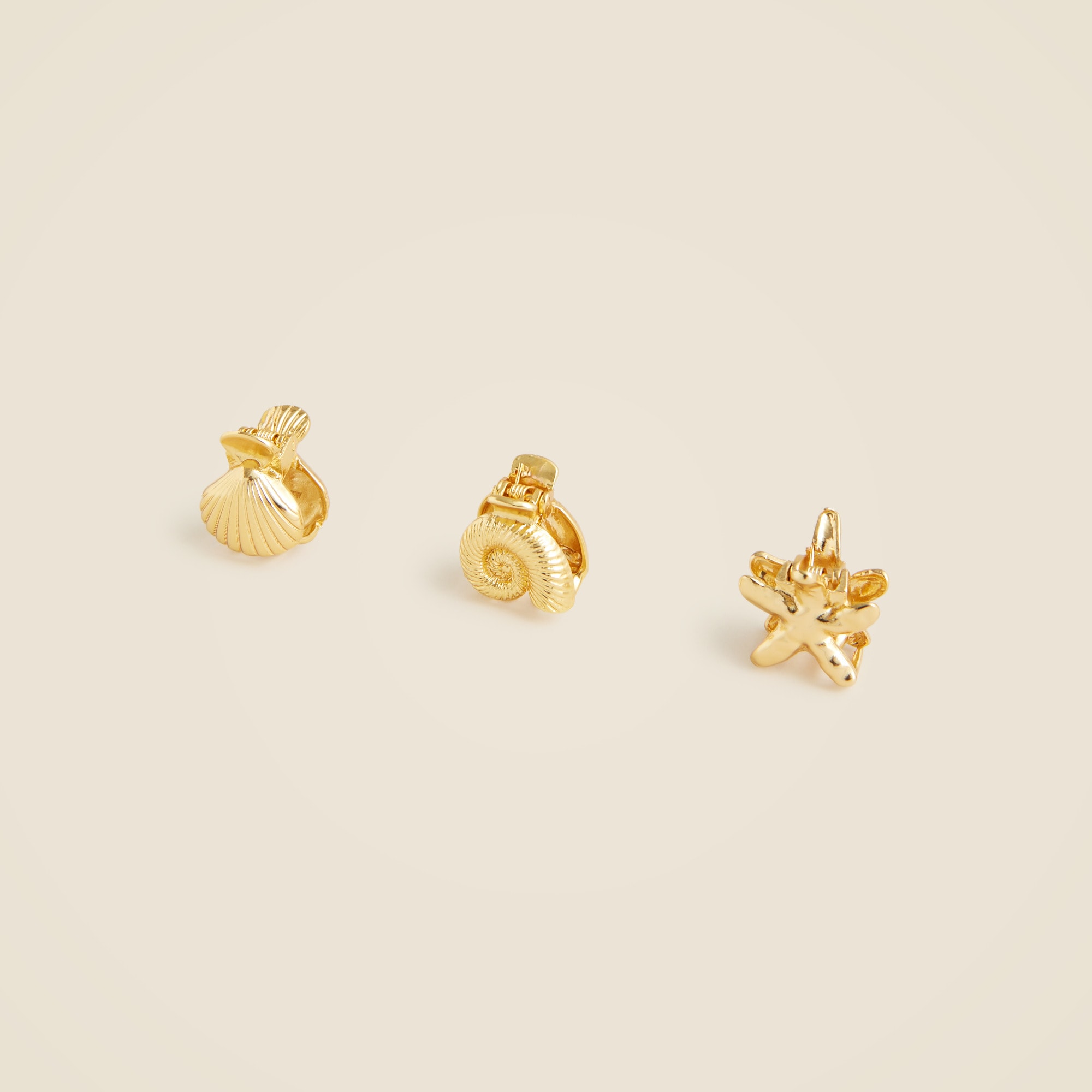 Metallic nautical claw clips three-pack