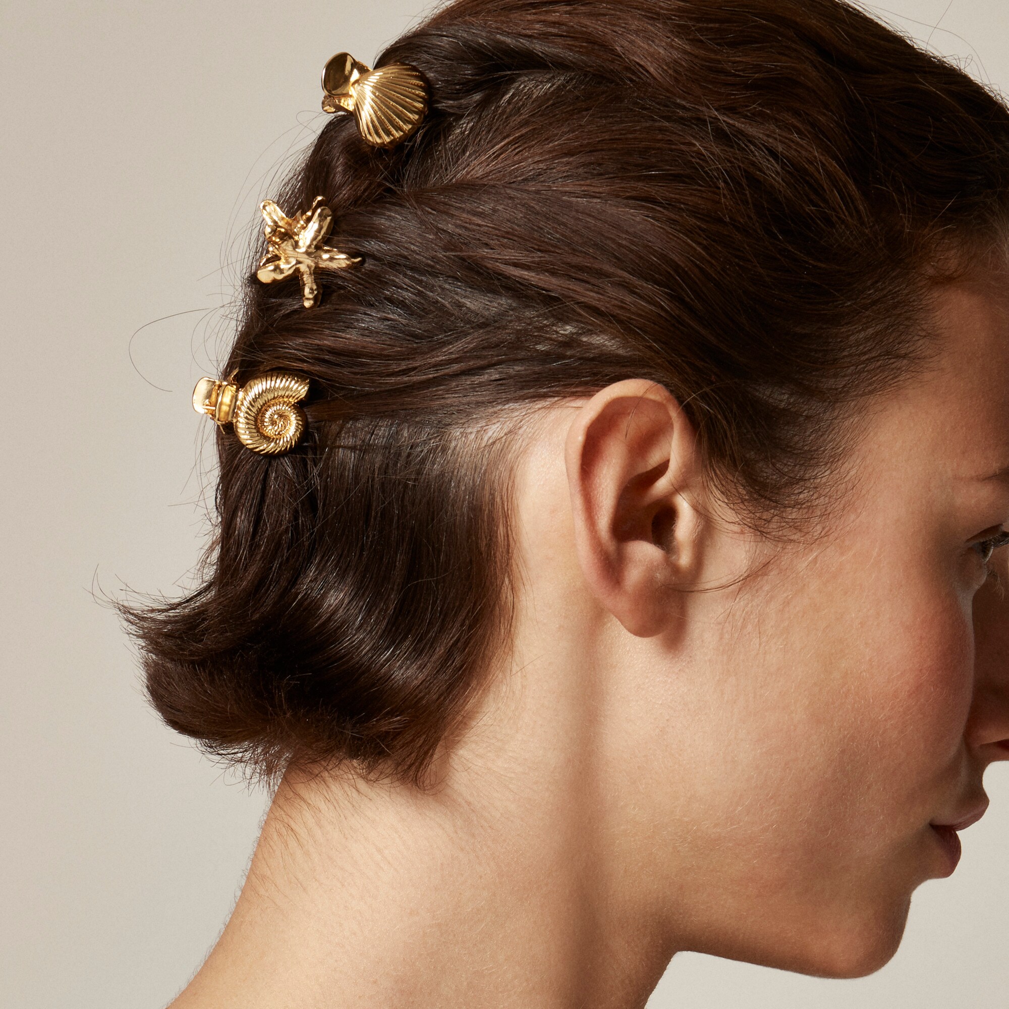 womens Metallic nautical claw clips three-pack