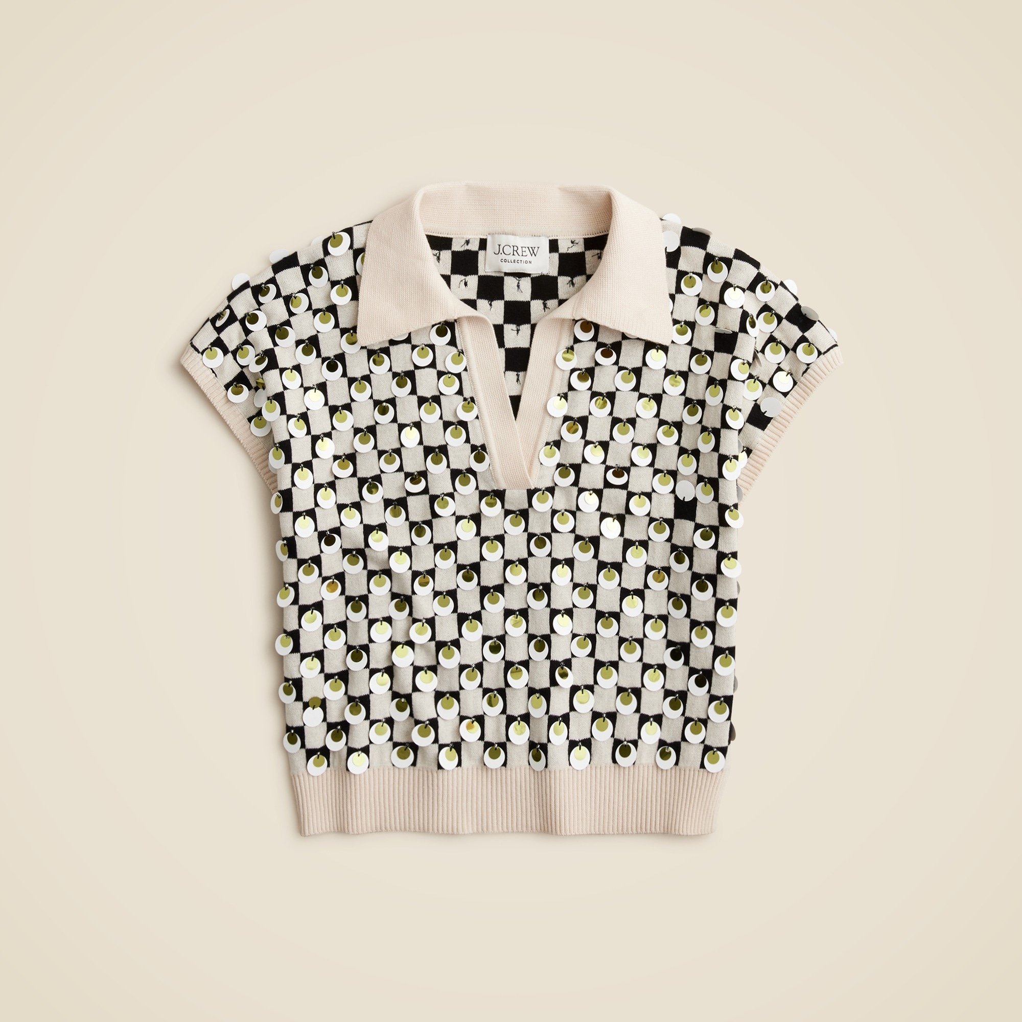 Collection embellished johnny-collar sweater