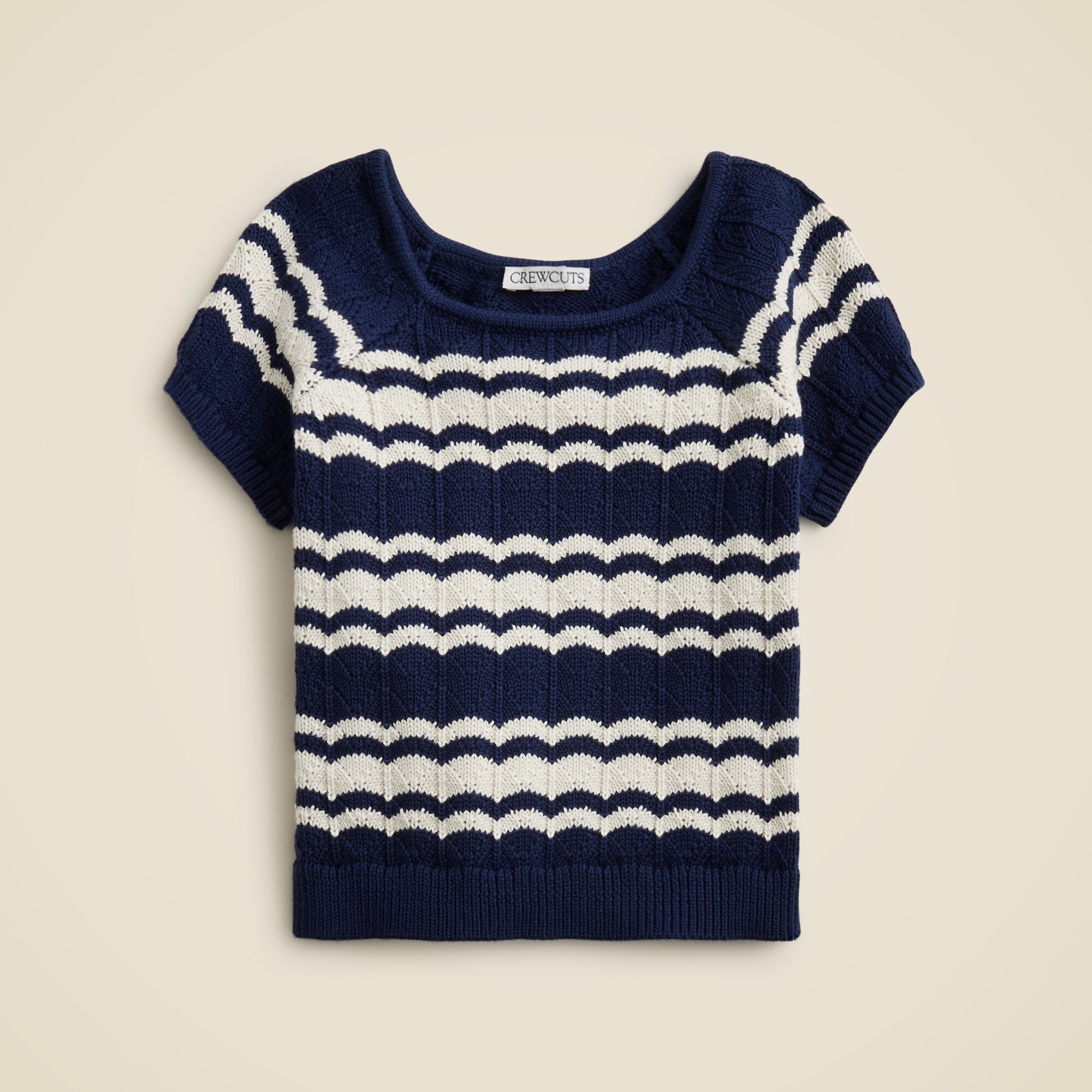 girls Girls' pointelle T-shirt in scalloped stripe