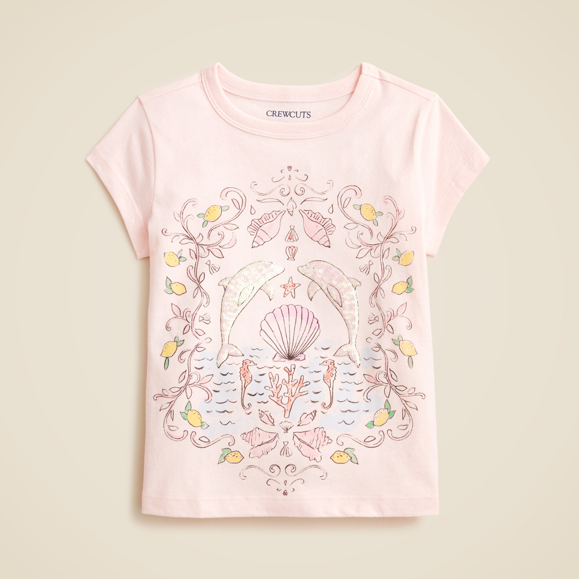 girls Girls' dolphin graphic T-shirt with sequins