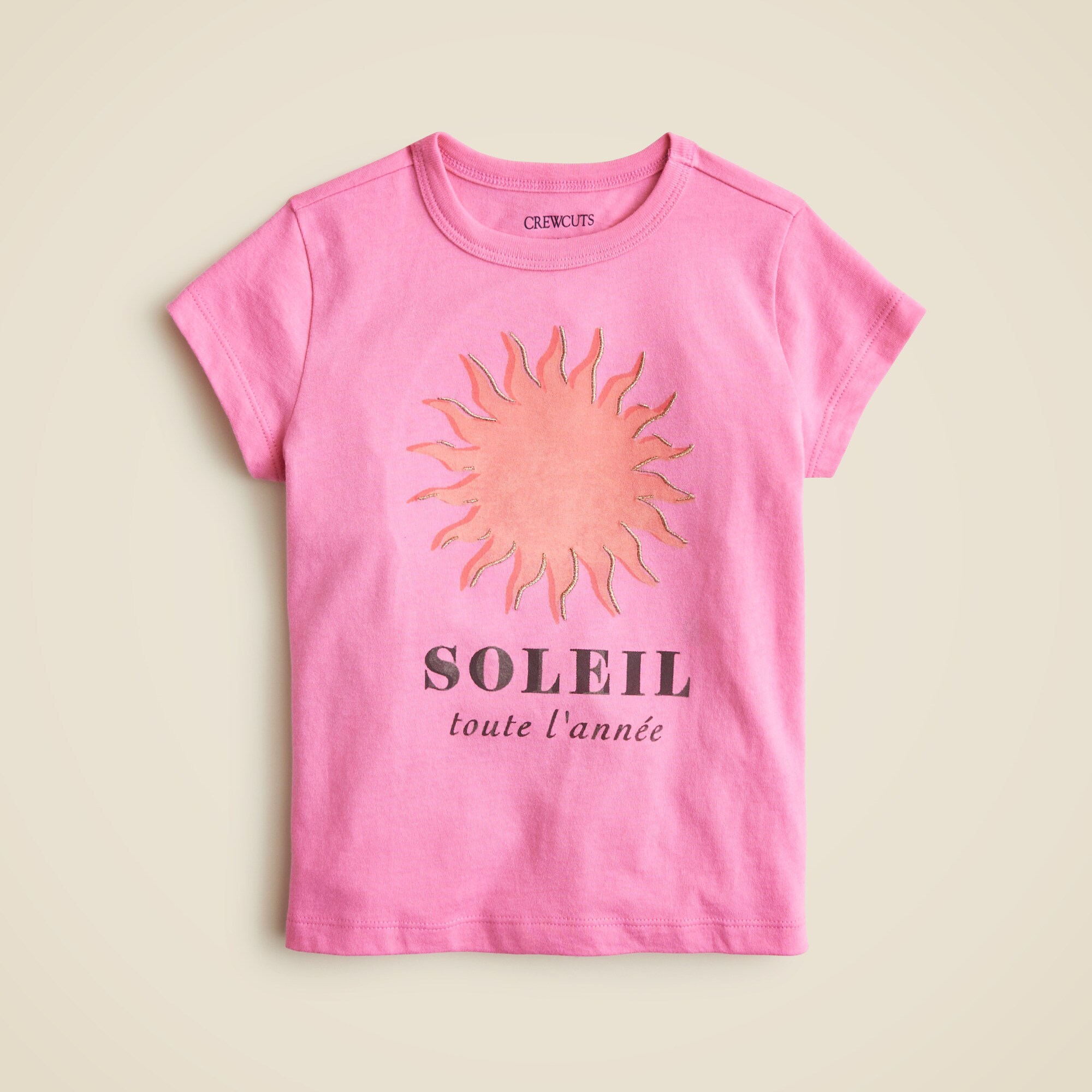 Girls' short-sleeve "Soleil" graphic T-shirt with embroidery