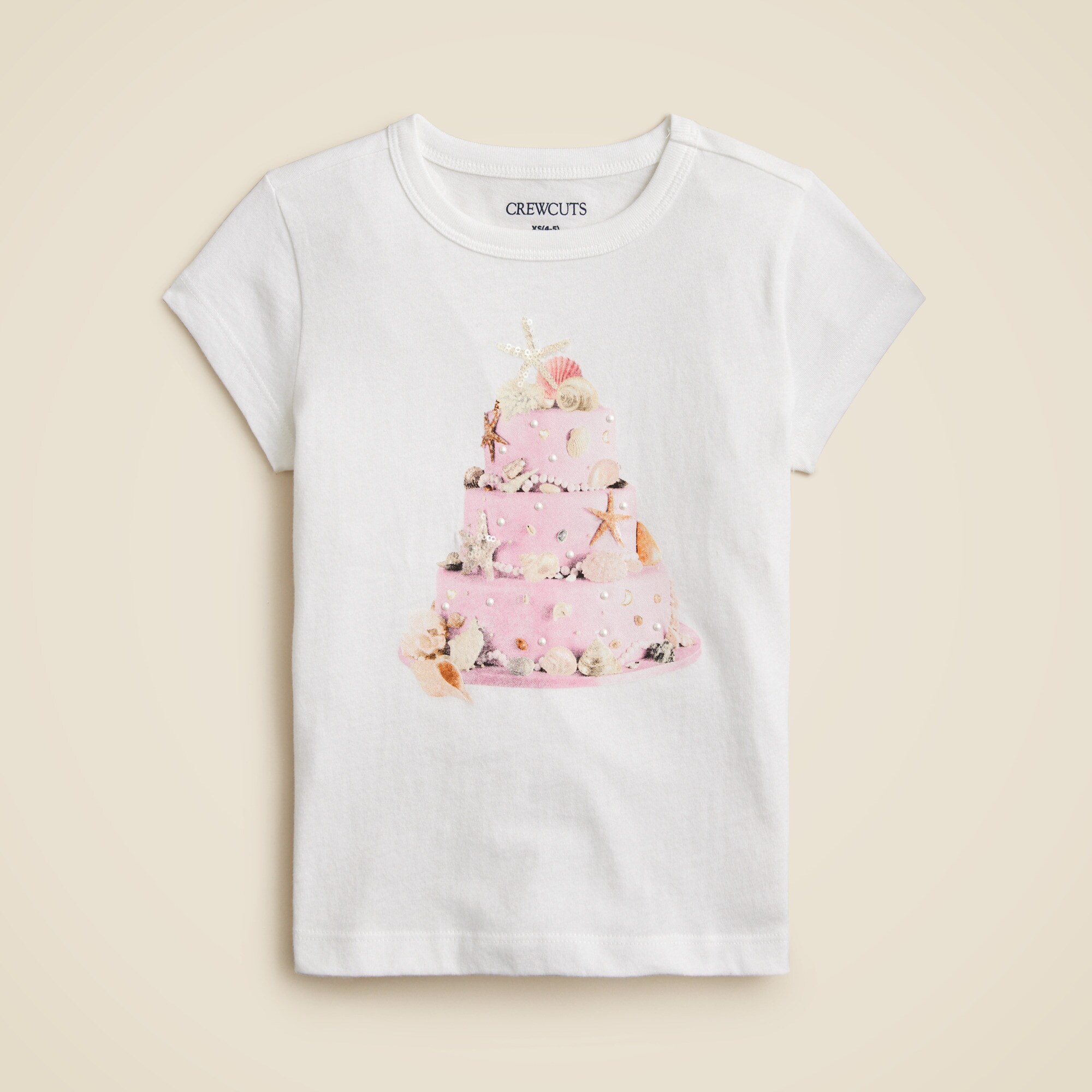 girls Girls' short-sleeve seashell cake graphic T-shirt with crystals