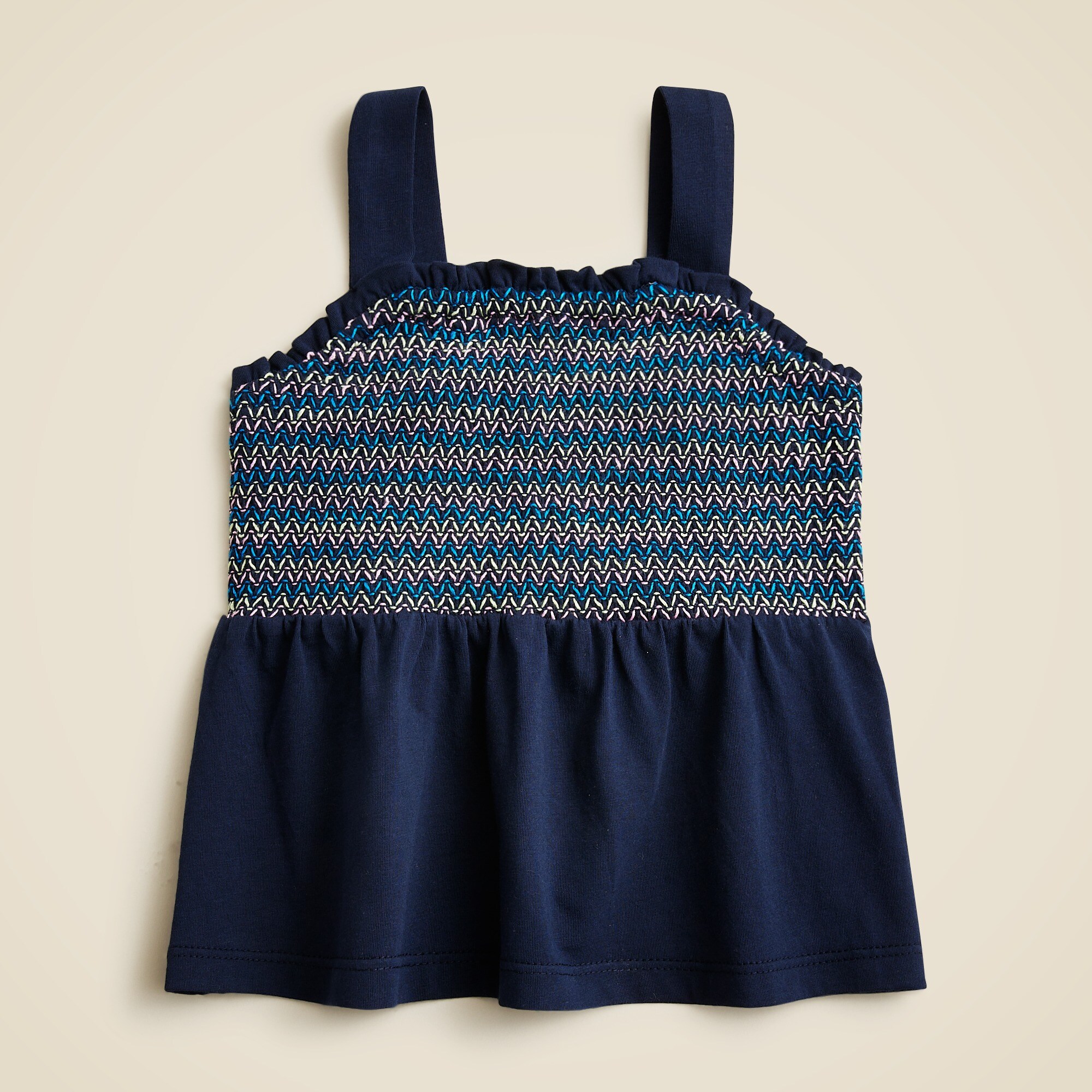 girls Girls' smocked tank top in broken-in jersey