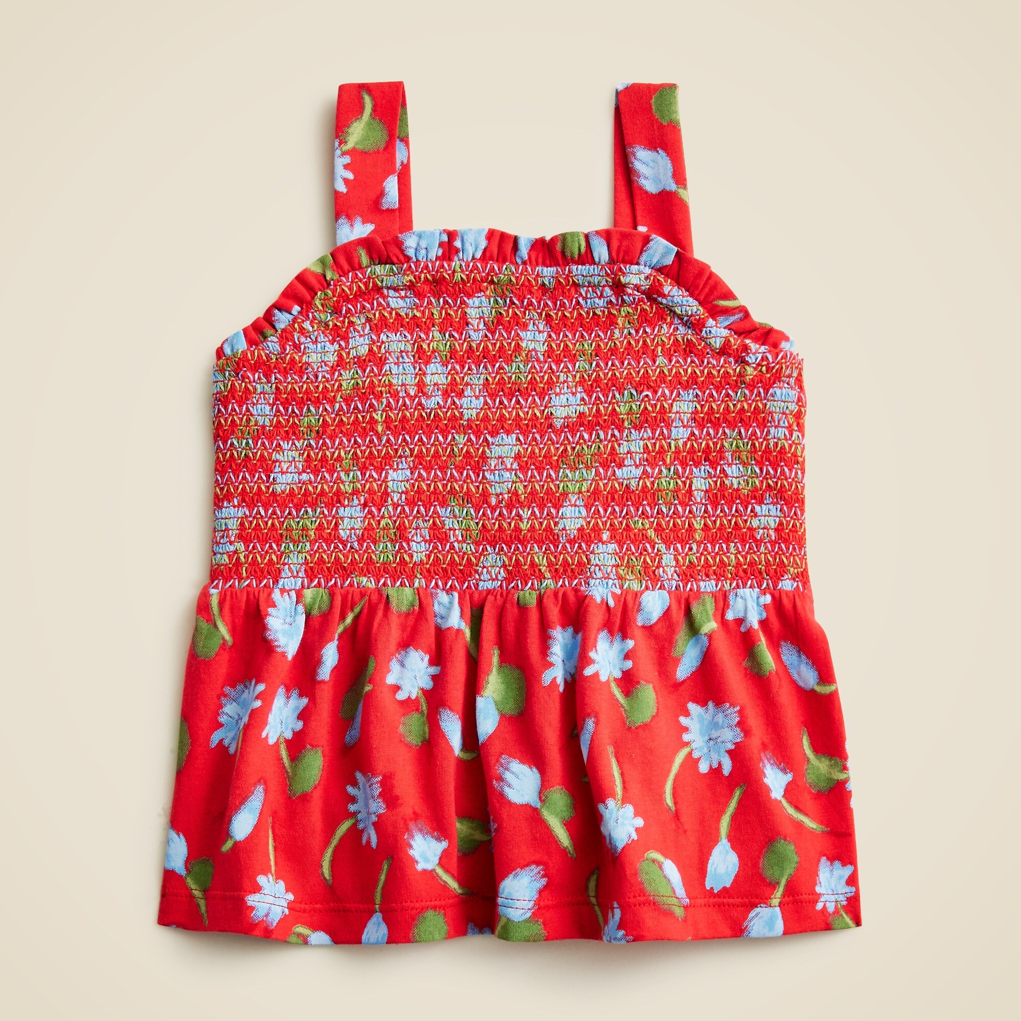 girls Girls' smocked tank top in broken-in jersey