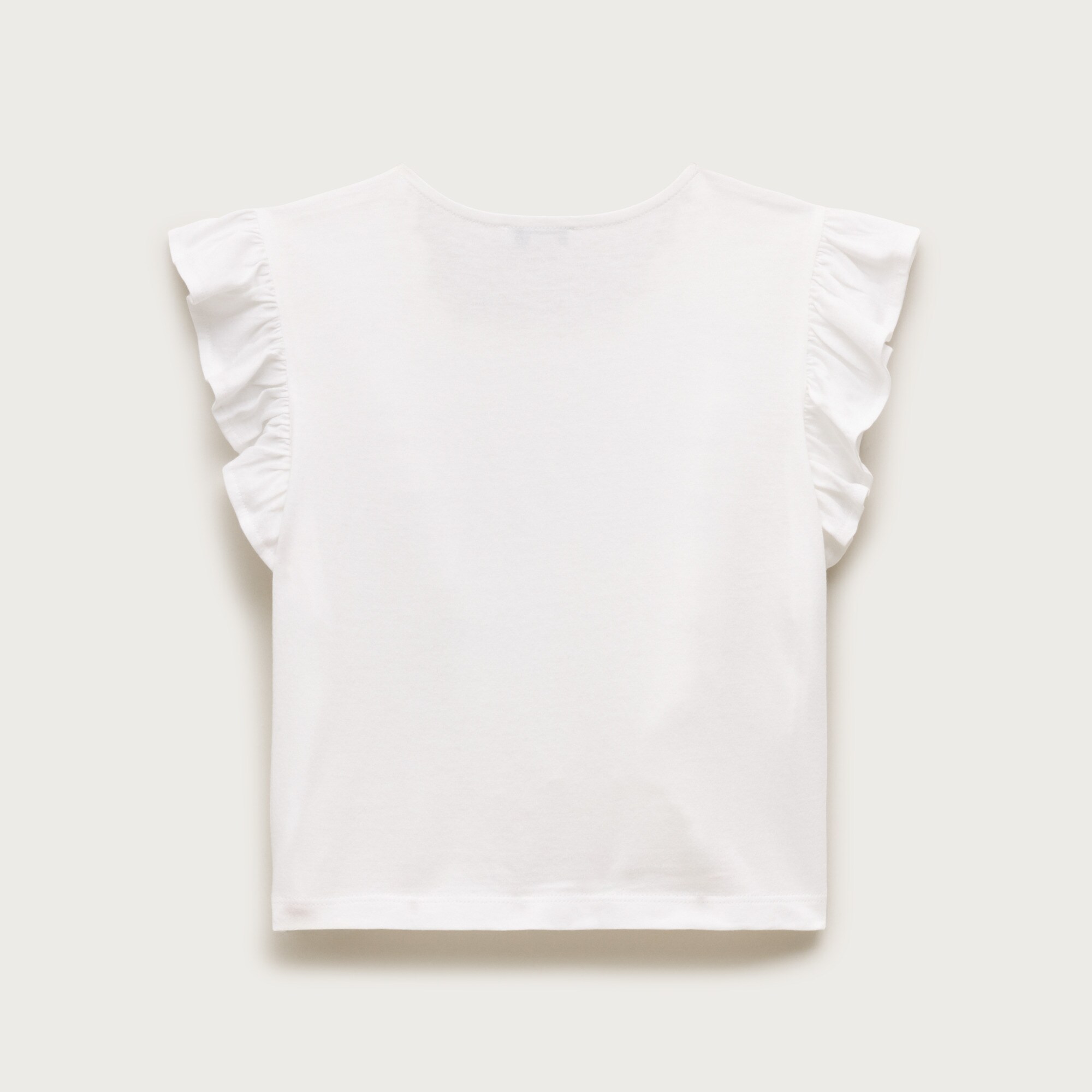 Girls' crochet ruffle-sleeve T-shirt in jersey