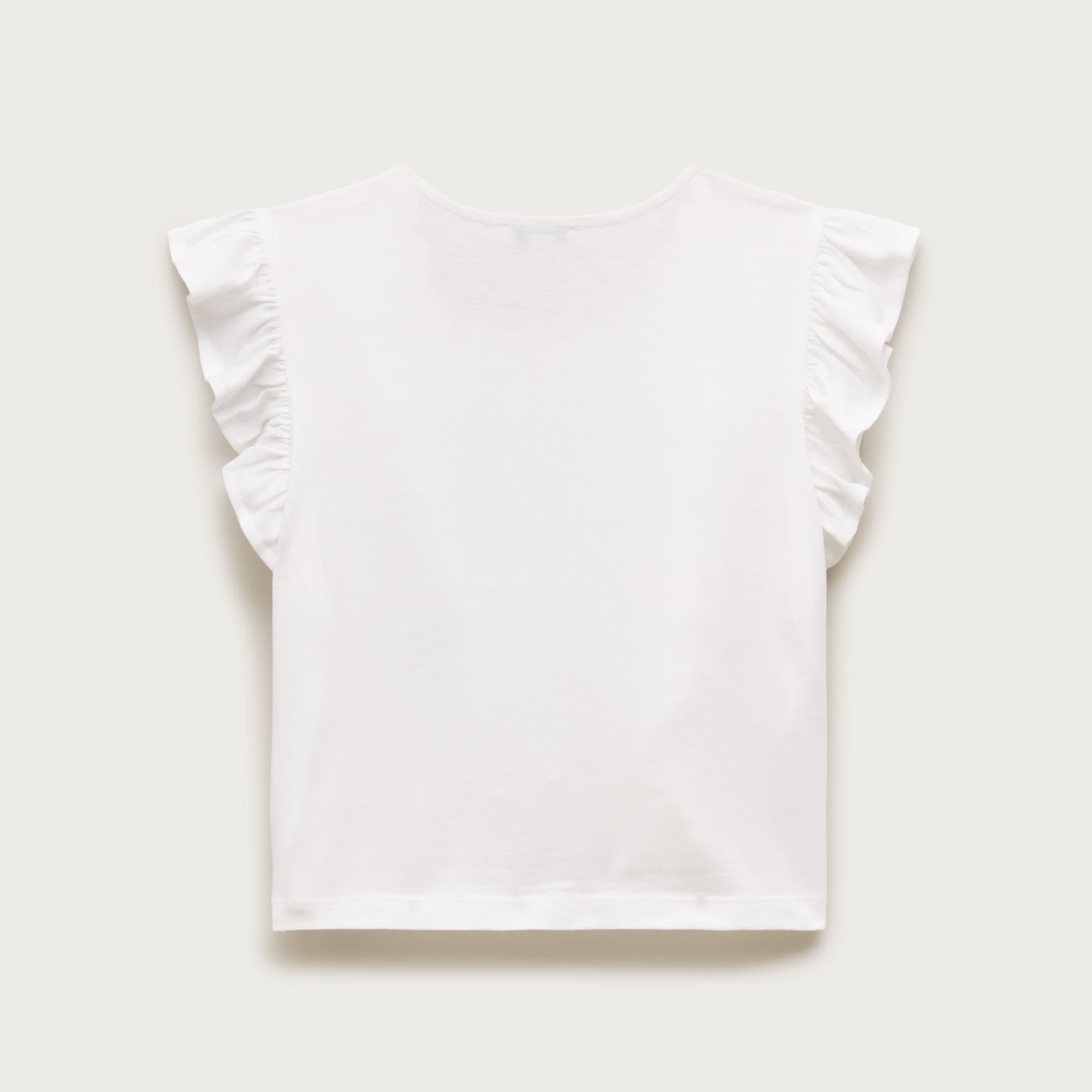 Girls' crochet ruffle-sleeve T-shirt in jersey