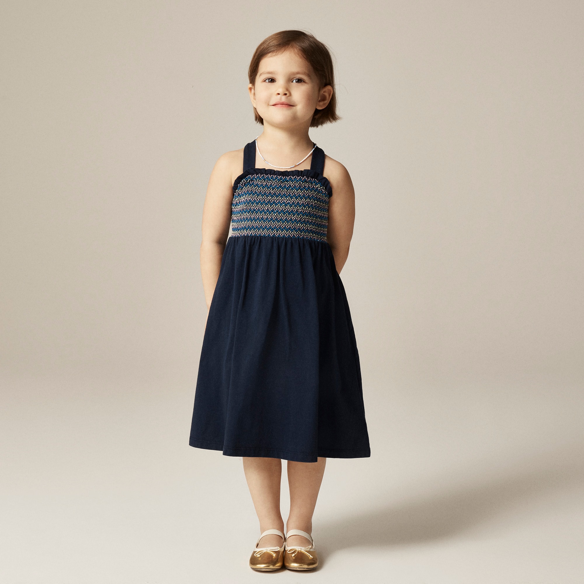 girls Girls' smocked midi dress in broken-in jersey