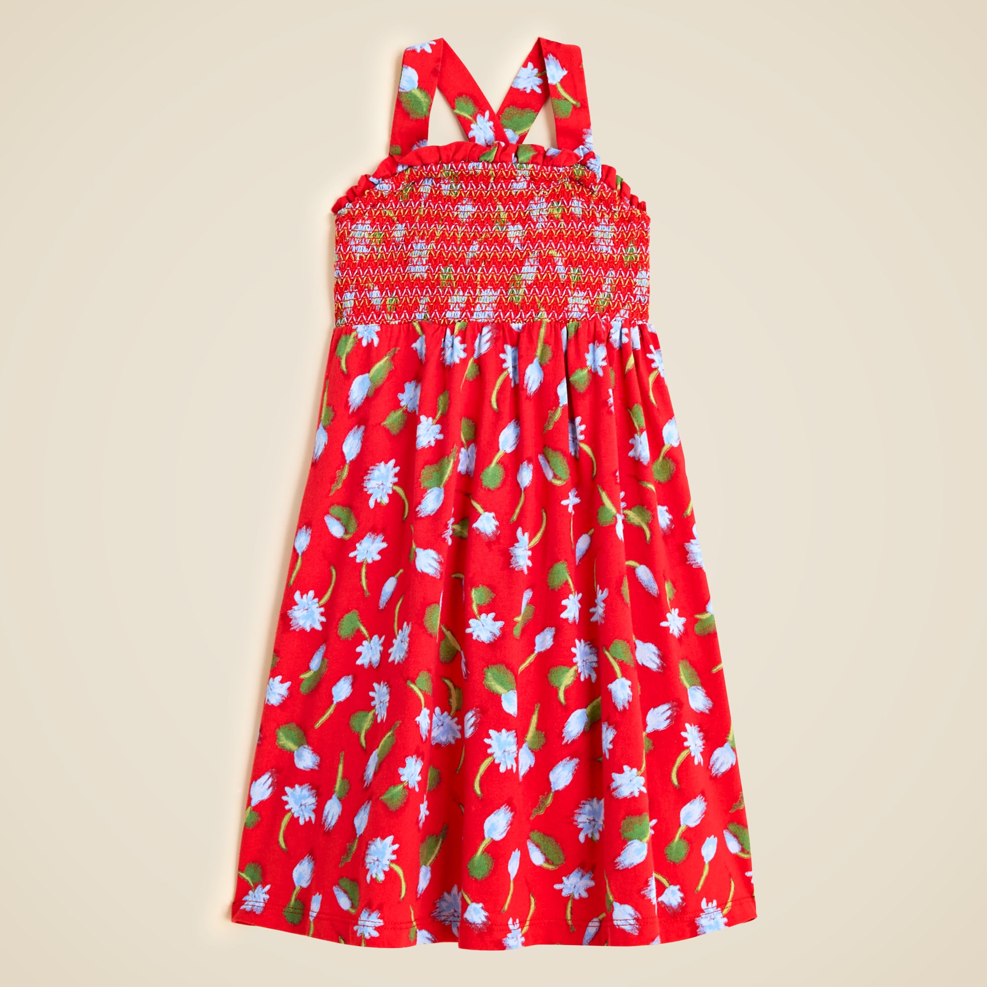 girls Girls' smocked midi dress in broken-in jersey