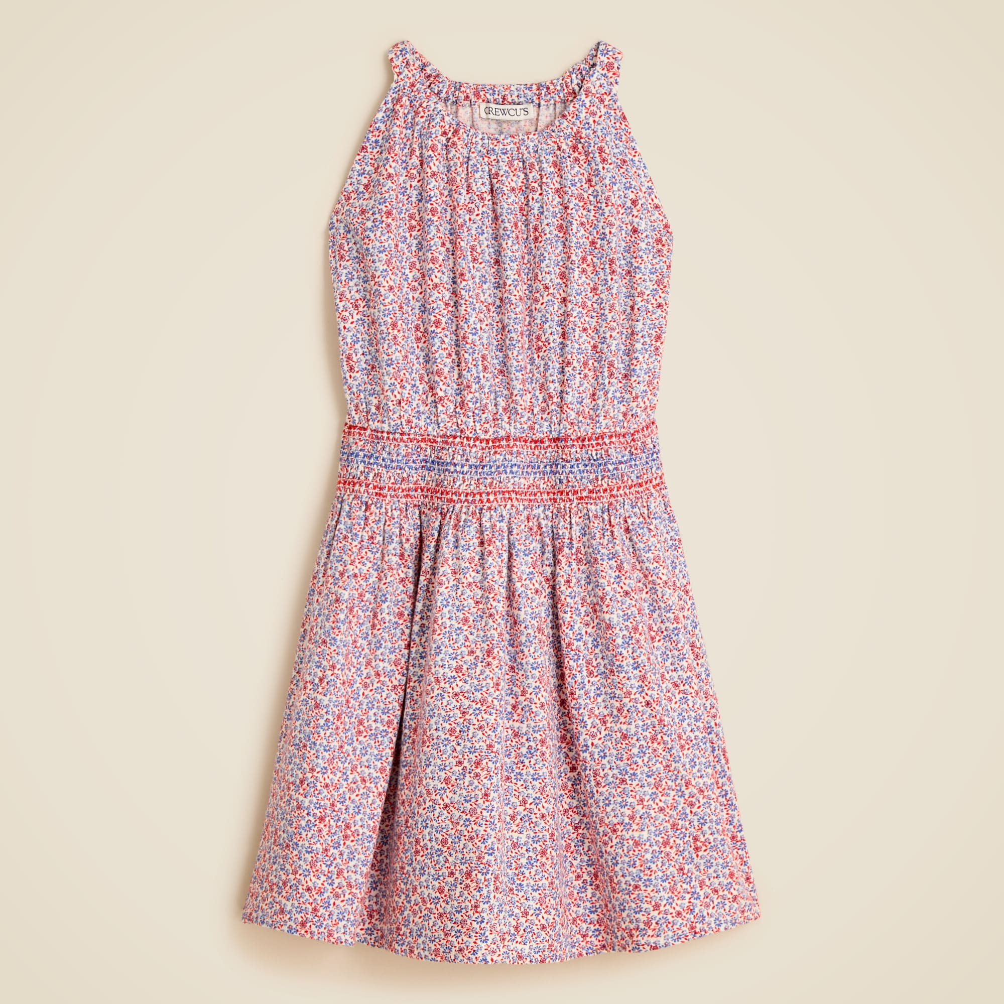 girls Girls' smocked-waist dress in linen viscose floral