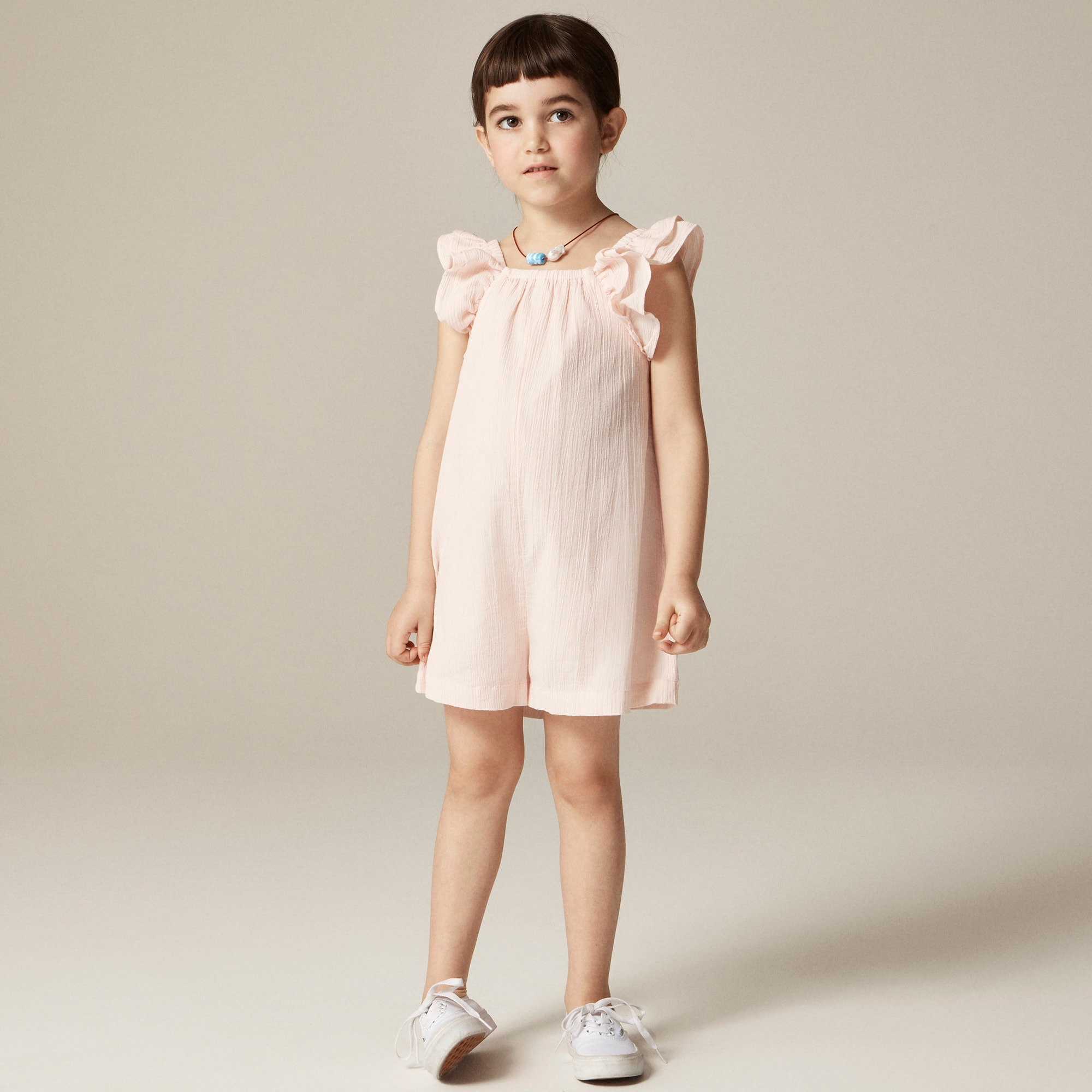 girls Girls' flutter-sleeve romper in airy gauze