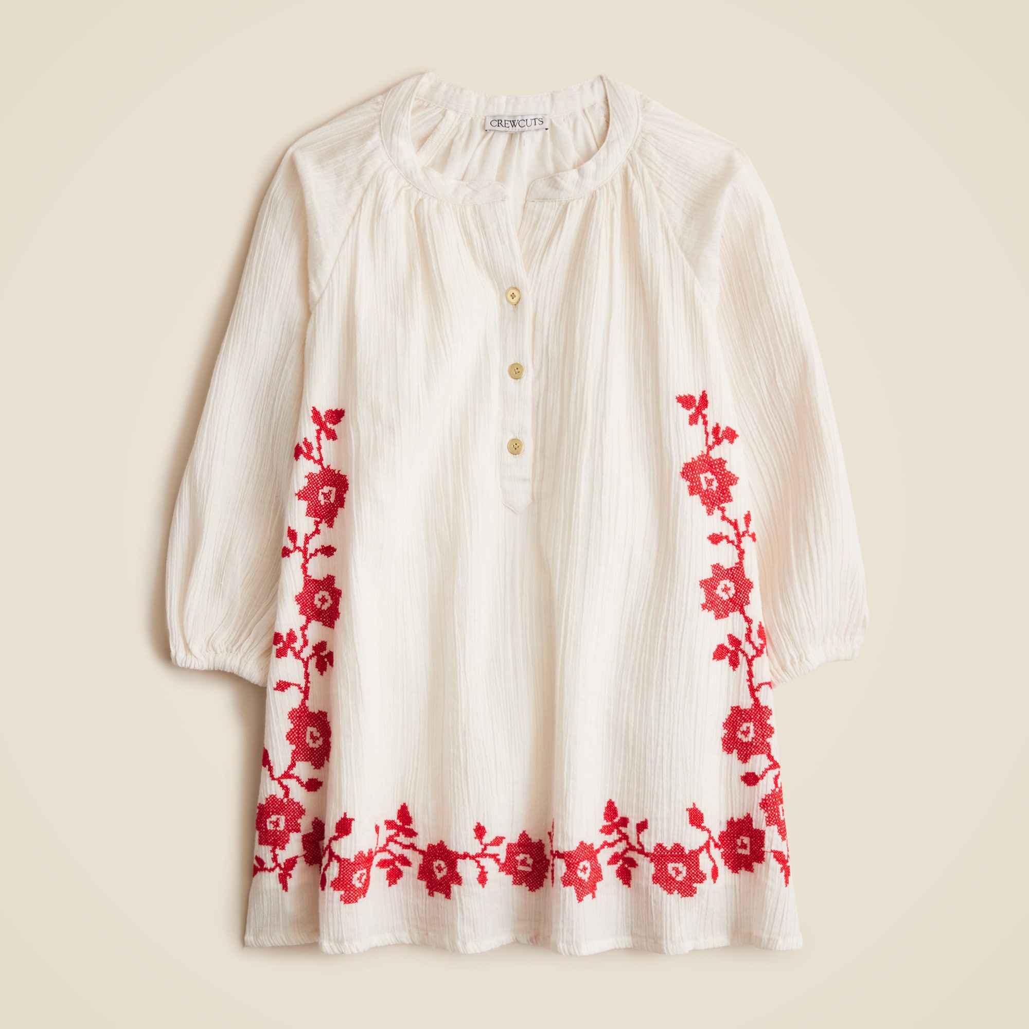 girls Girls' embroidered popover dress in airy gauze