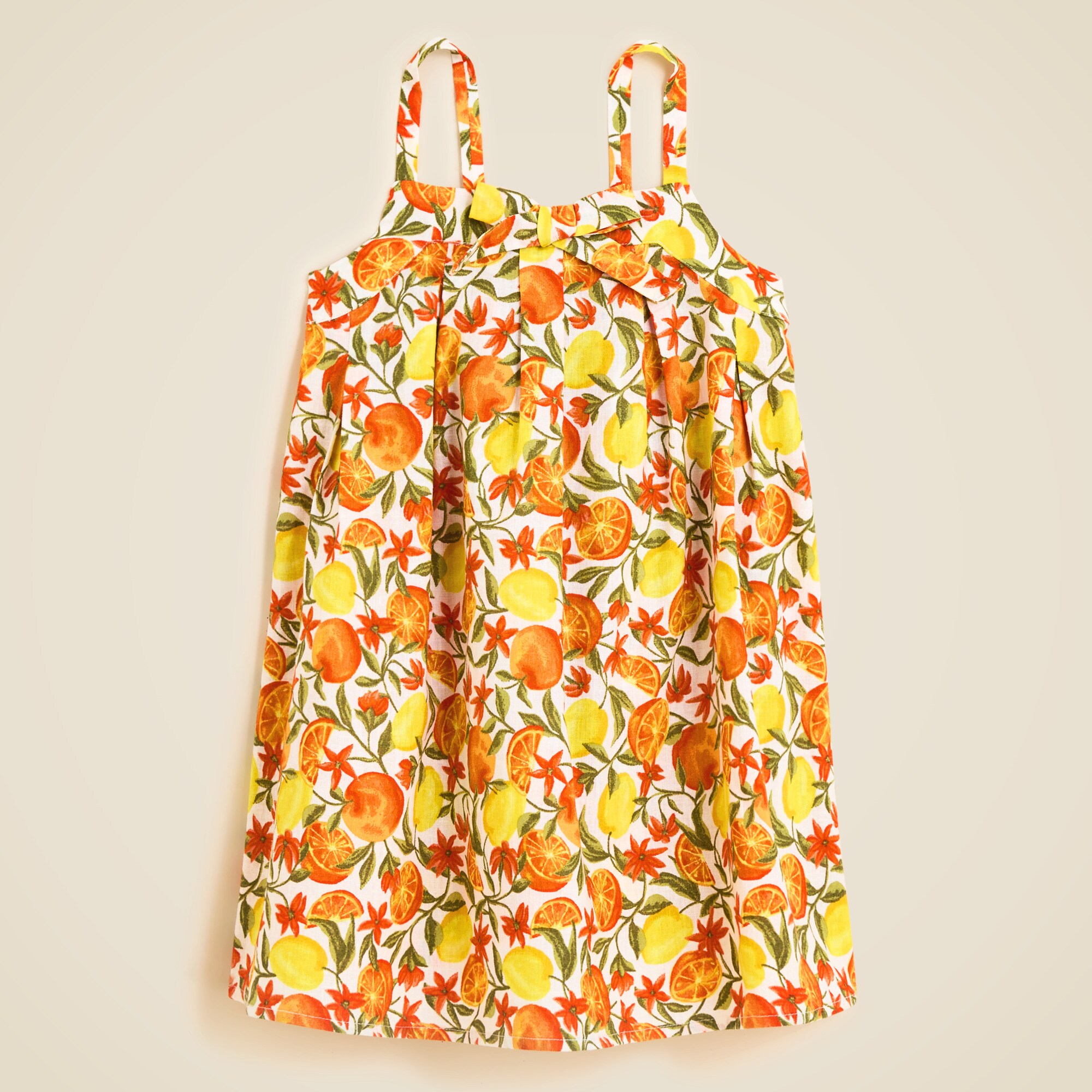Girls' Bow Tie Dress In Linen Citrus Print For Girls | J.Crew