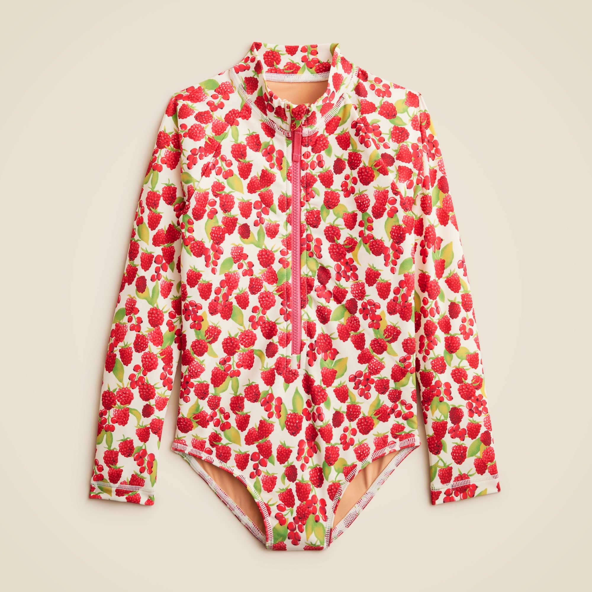 girls Girls' zip-up rash guard one-piece swimsuit