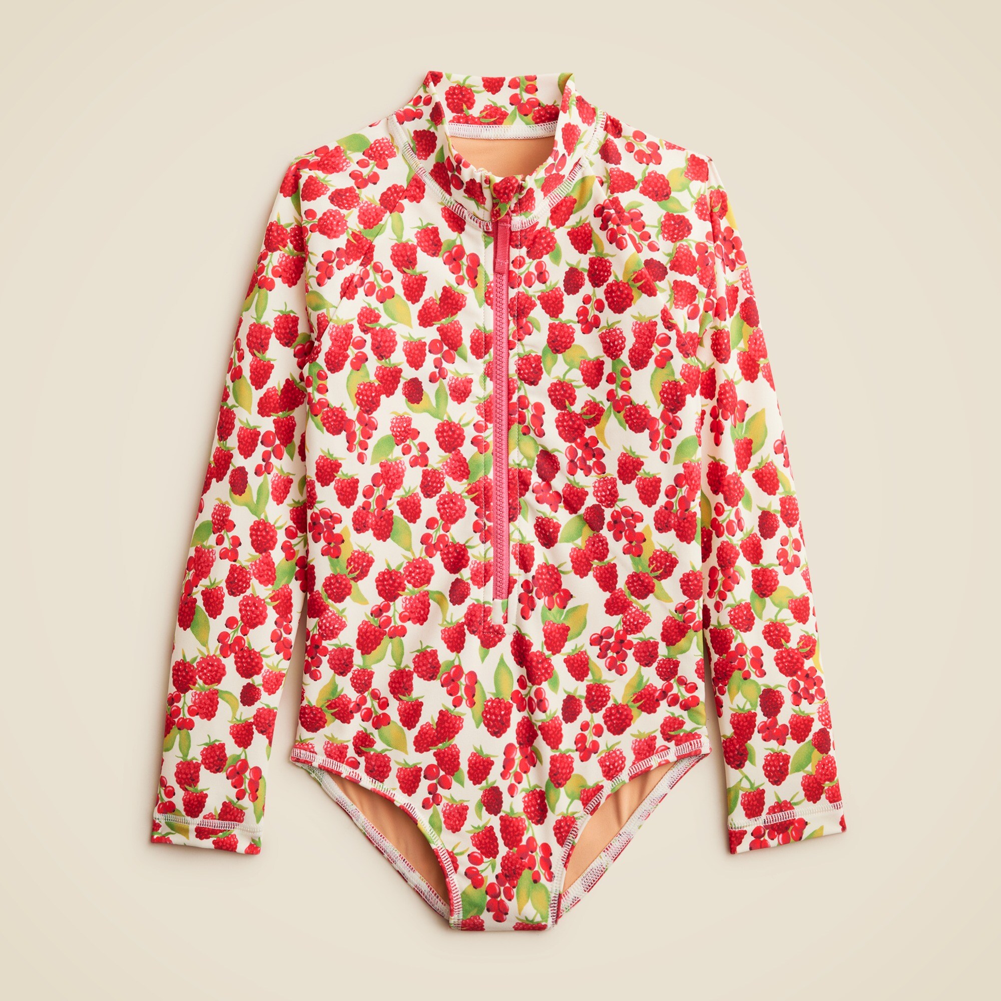 girls Girls' zip-up rash guard one-piece swimsuit with UPF 50+ fabric