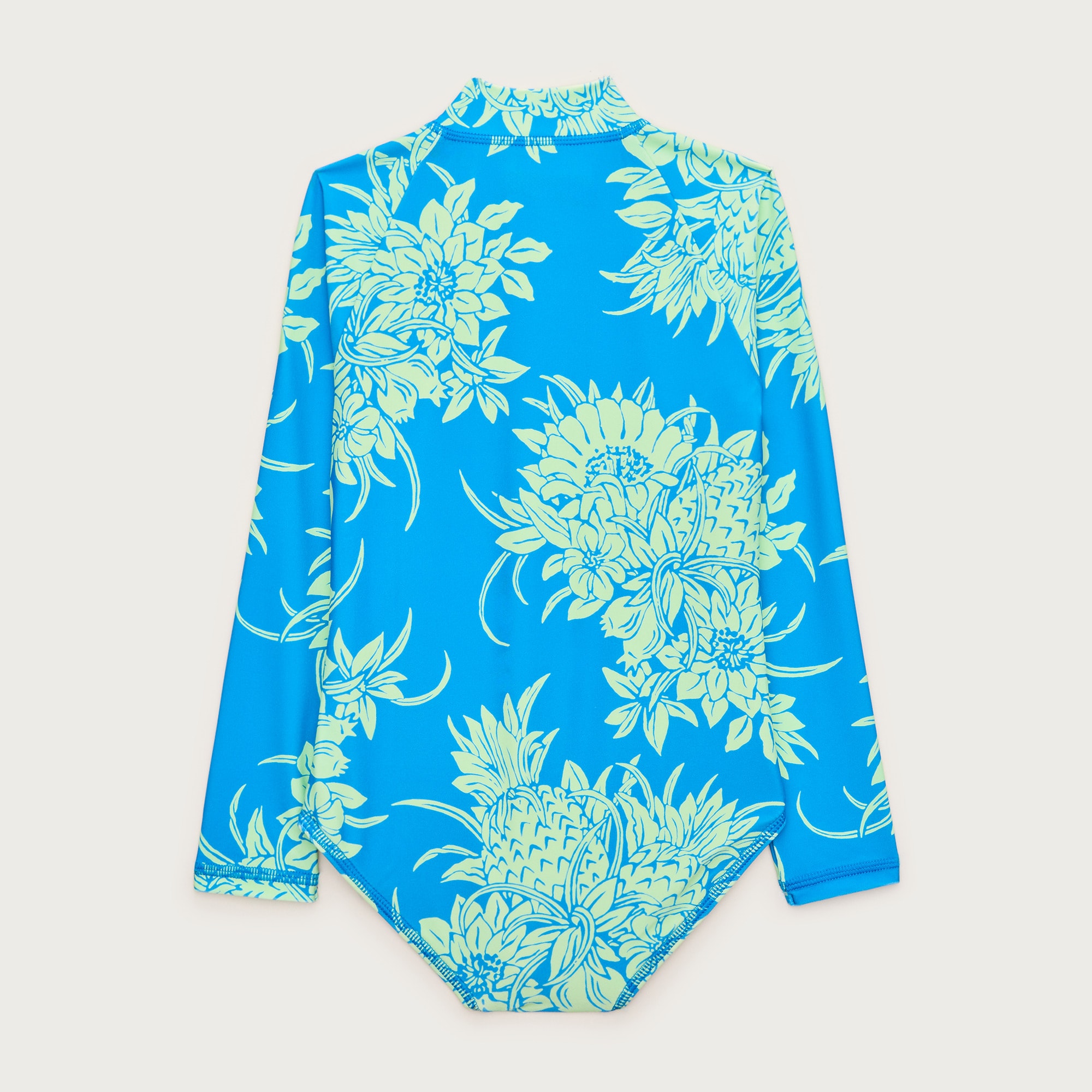 Girls' zip-up rash guard one-piece swimsuit