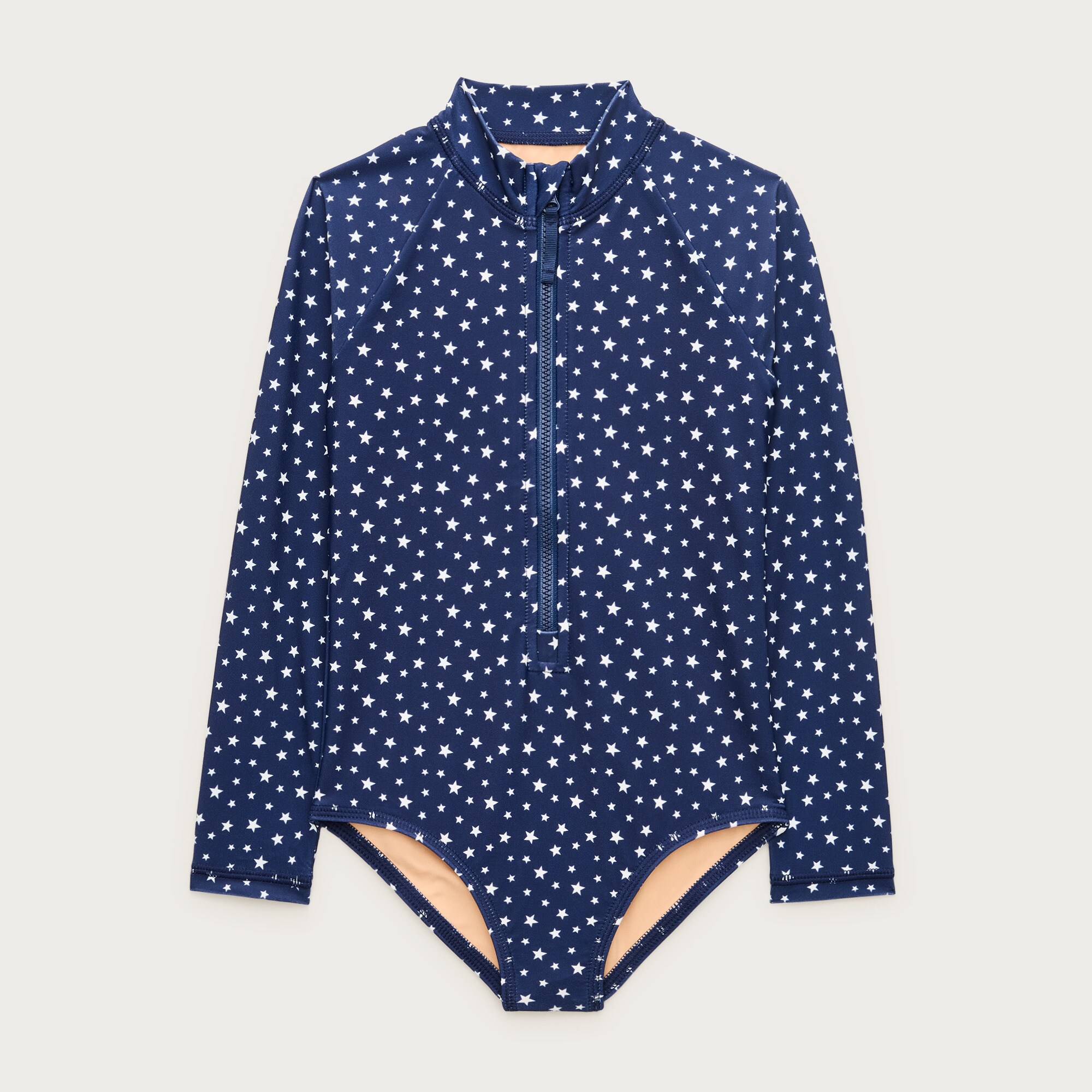 Girls' zip-up rash guard one-piece swimsuit