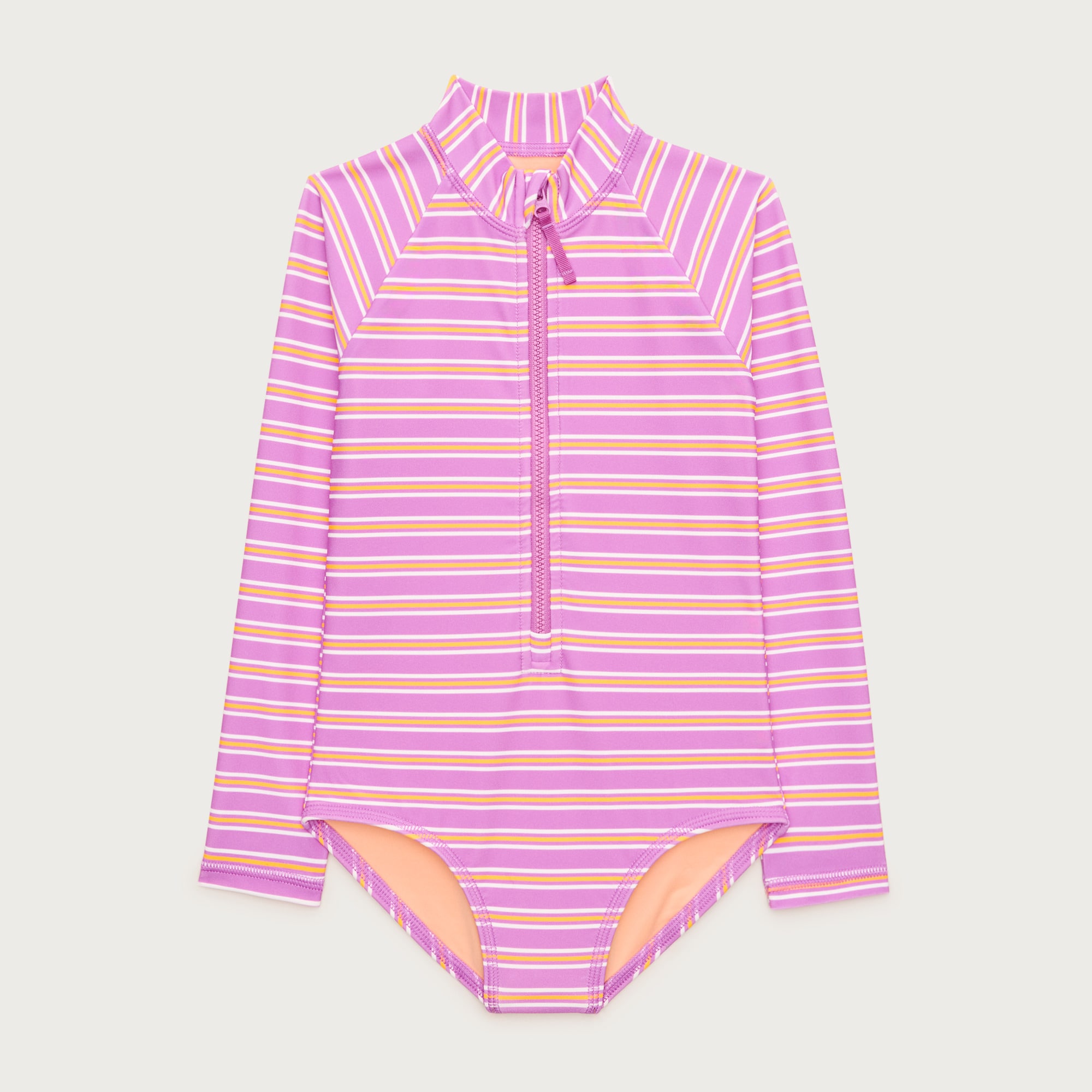 Girls' zip-up rash guard one-piece swimsuit