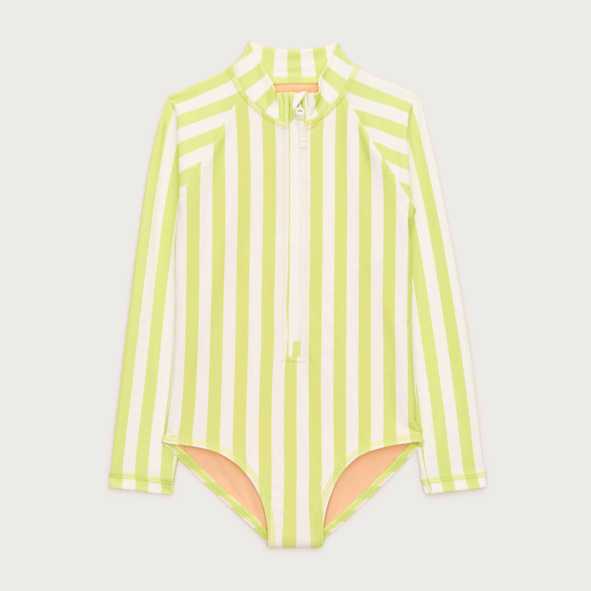 Girls' zip-up rash guard one-piece swimsuit