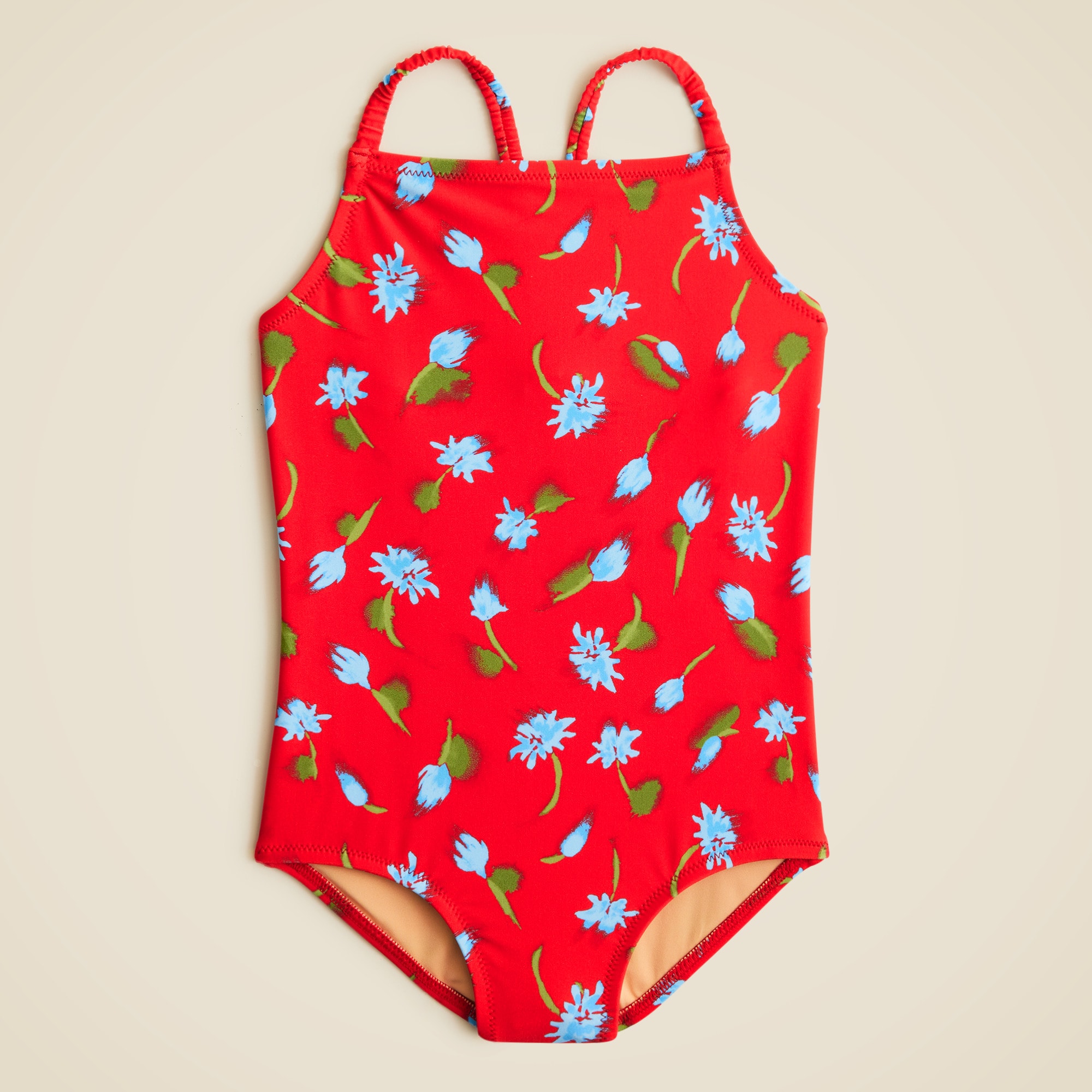 girls Girls' ruched-strap one-piece swimsuit with UPF 50+
