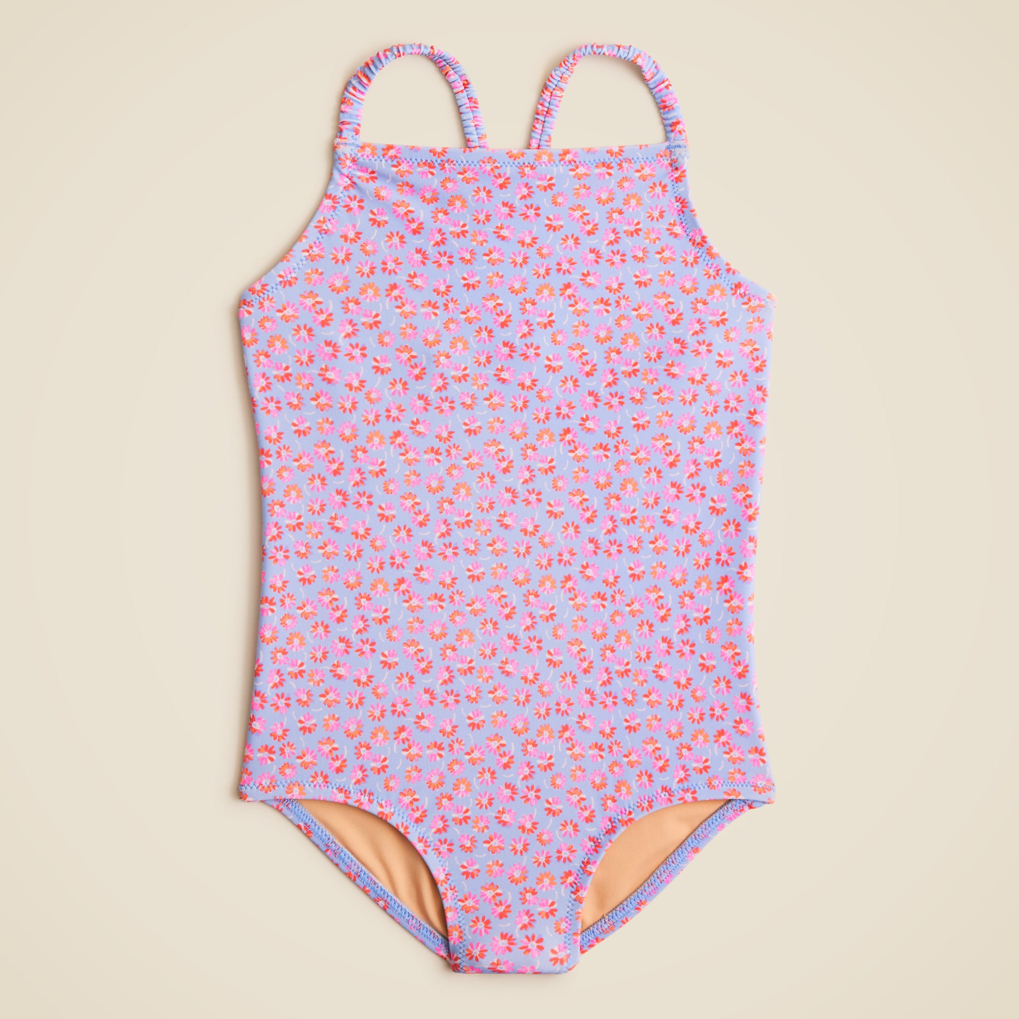 girls Girls' ruched-strap one-piece swimsuit with UPF 50+