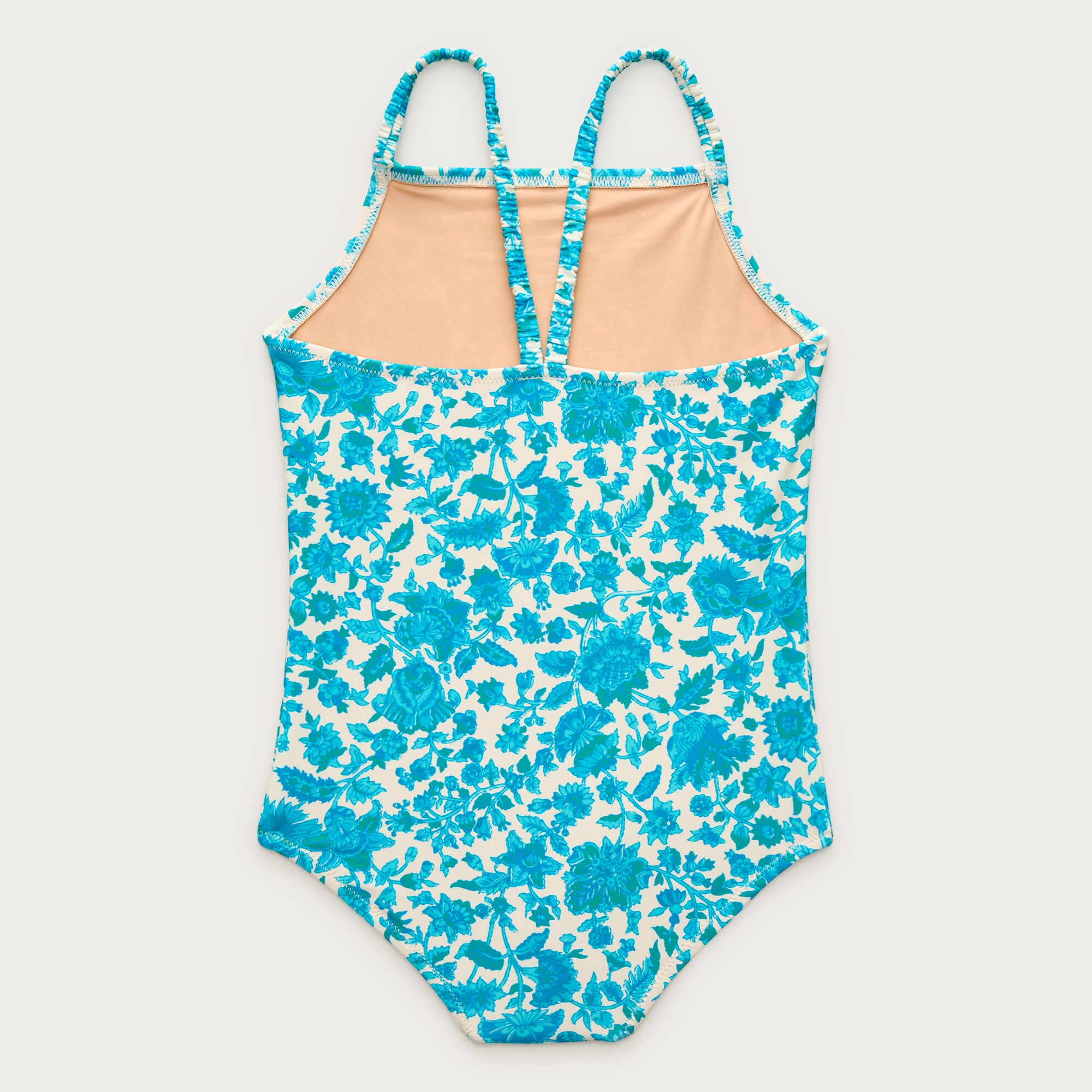 Girls' ruched-strap one-piece swimsuit