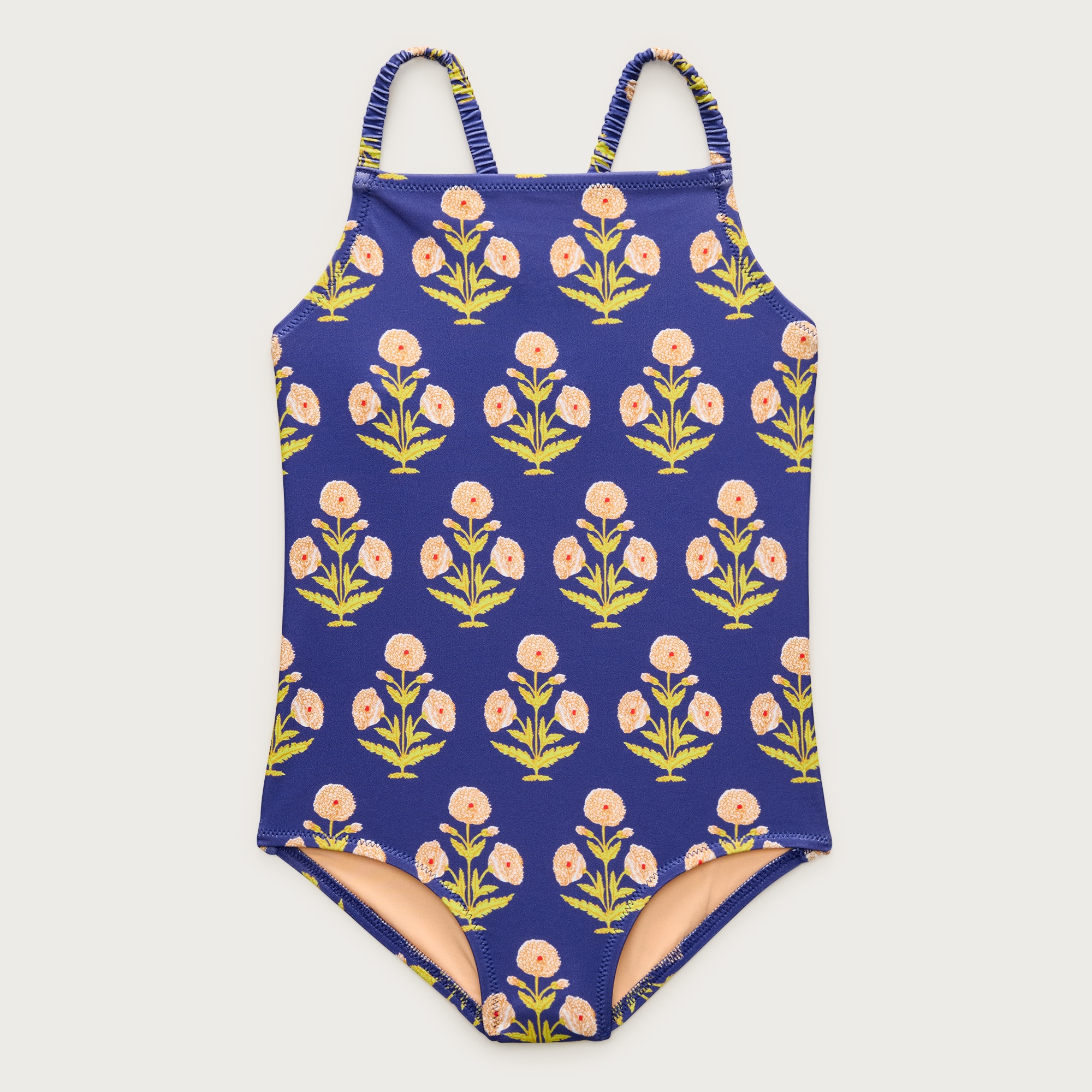 Girls' ruched-strap one-piece swimsuit