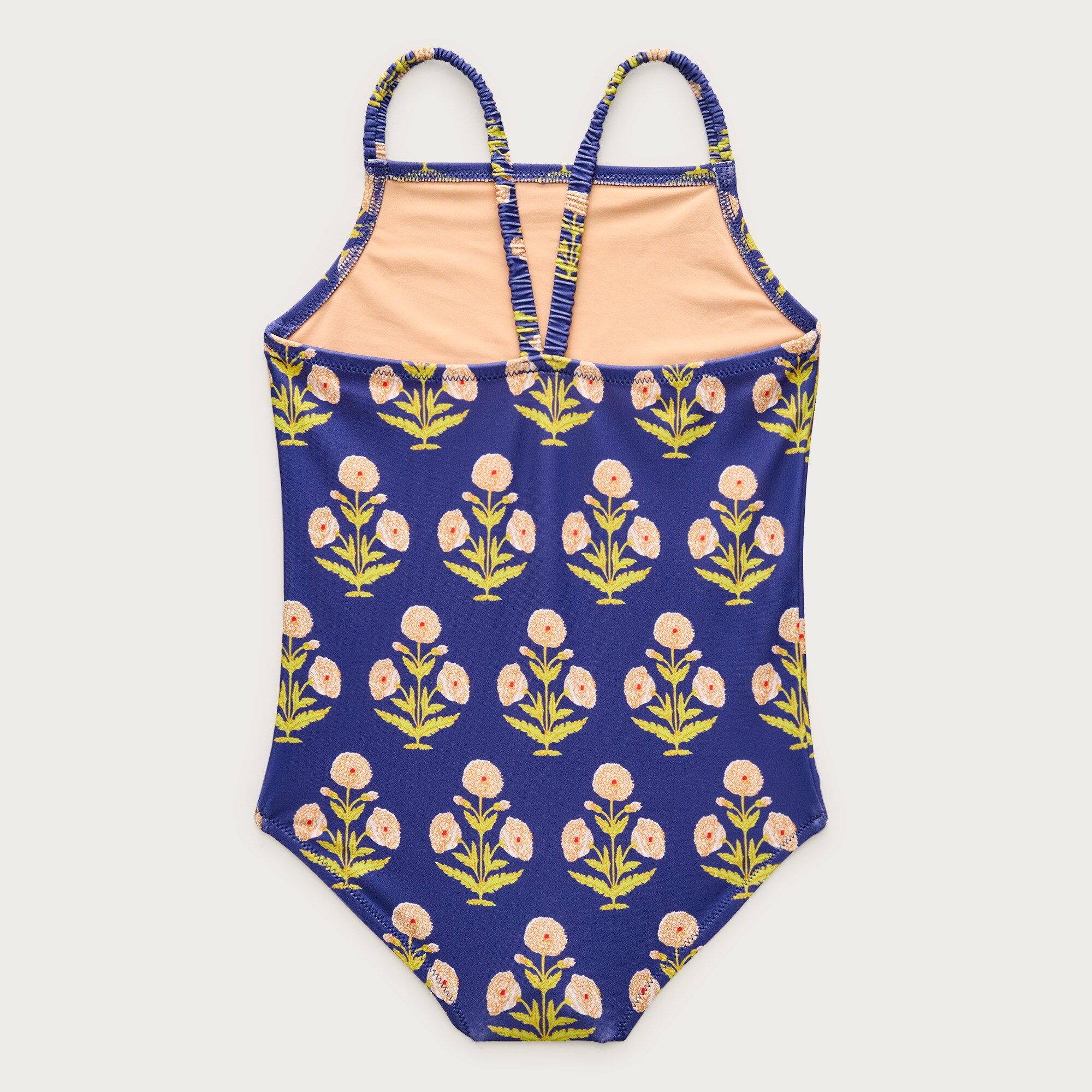Girls' ruched-strap one-piece swimsuit