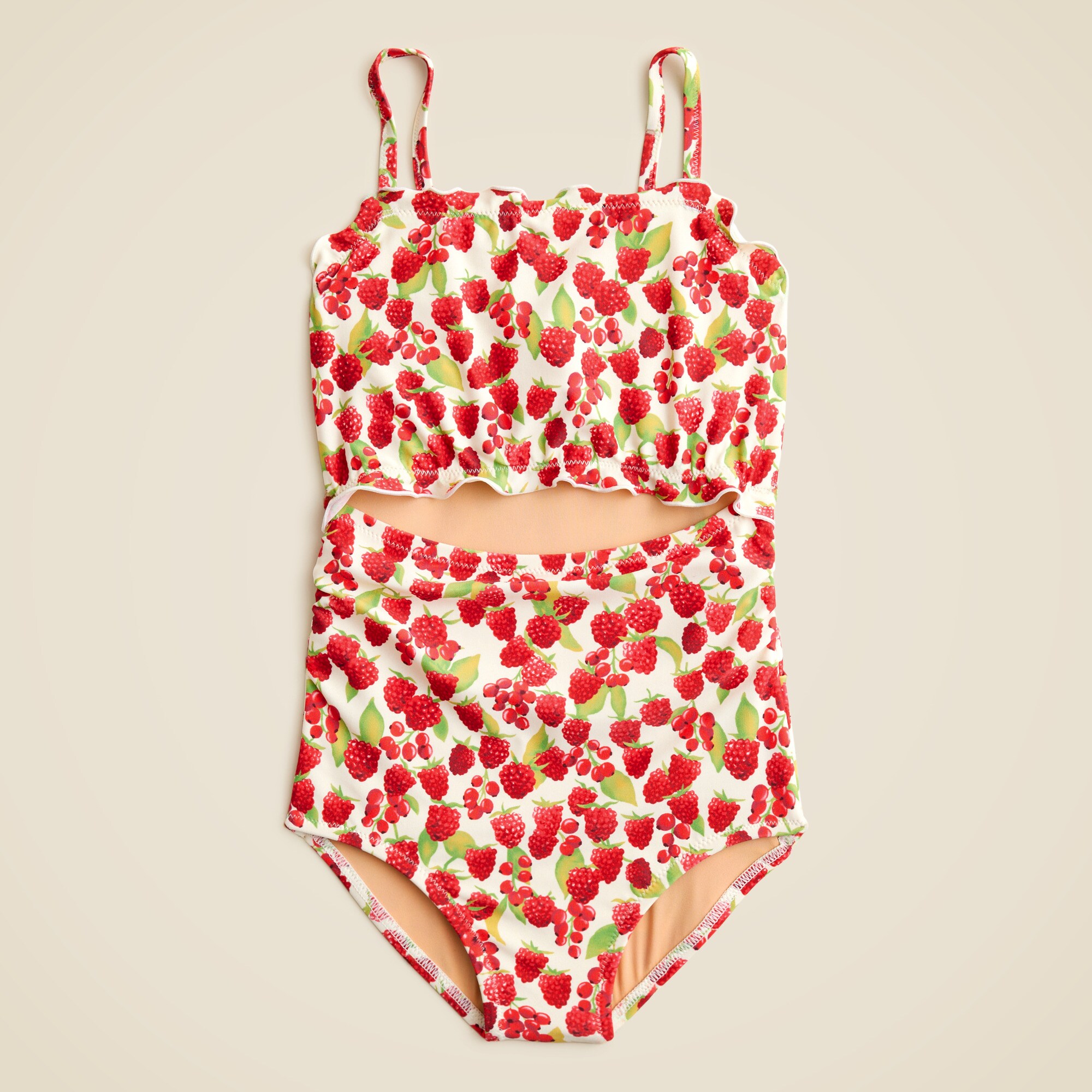 girls Girls' lettuce-edge cutout one-piece swimsuit with UPF 50+